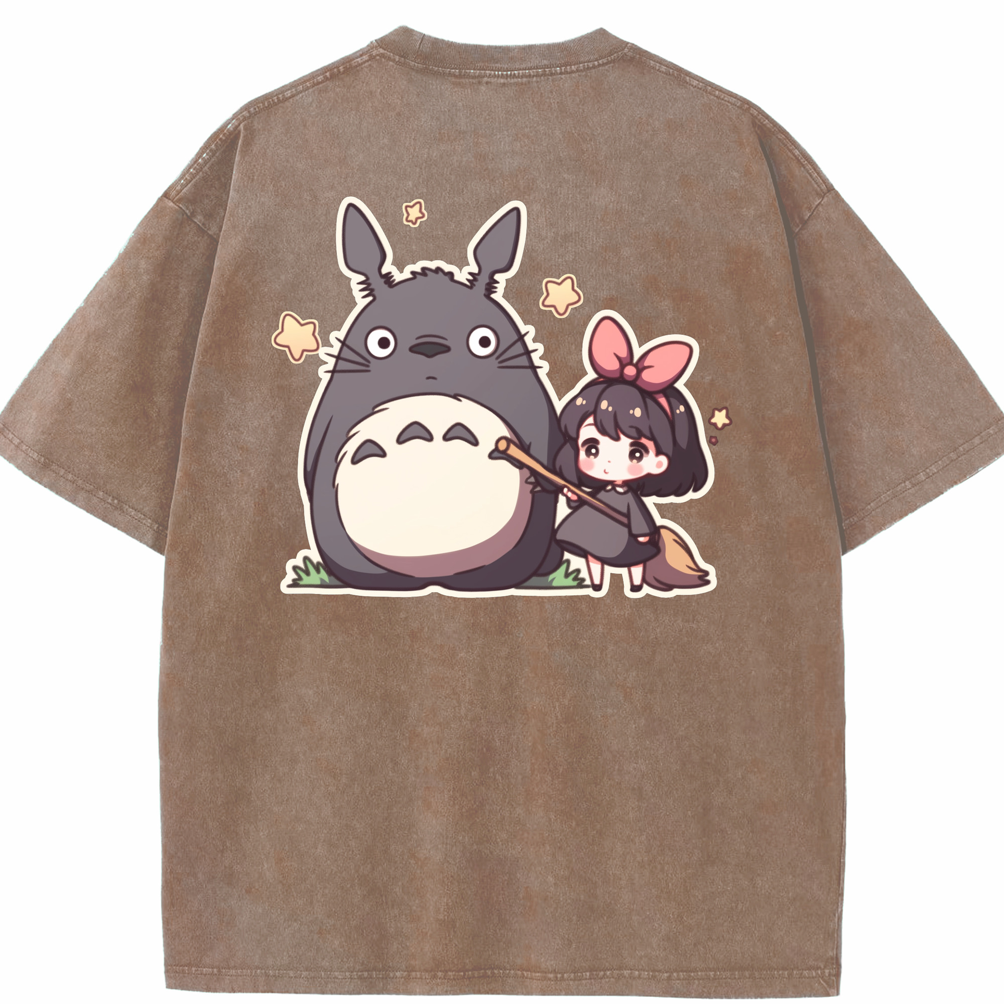 （画像用） となりのトトロ 草壁メイ 草壁サツキ My Neighbor Totoro Satsuki Kusakabe Mei Kusakabe 綿100% ヴィンテージ風 半袖Tシャツ（背面プリント）