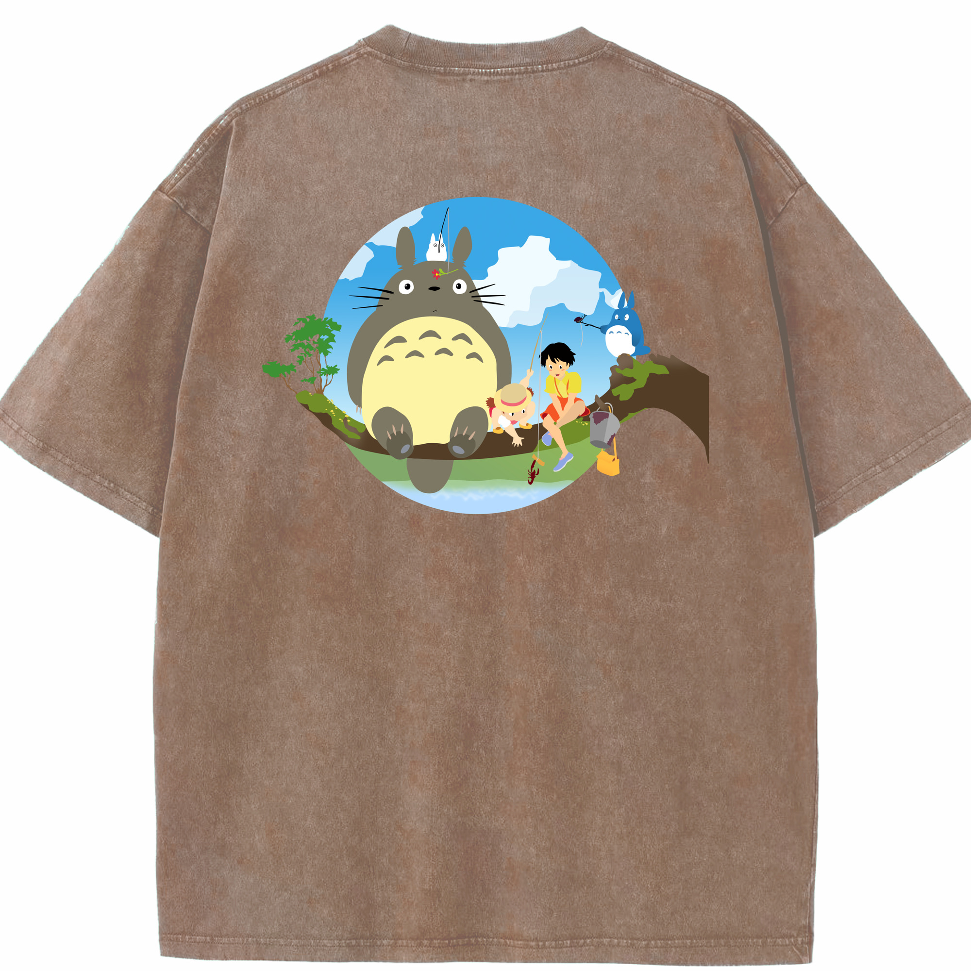 （画像用） となりのトトロ 草壁メイ 草壁サツキ My Neighbor Totoro Satsuki Kusakabe Mei Kusakabe 綿100% ヴィンテージ風 半袖Tシャツ（背面プリント）
