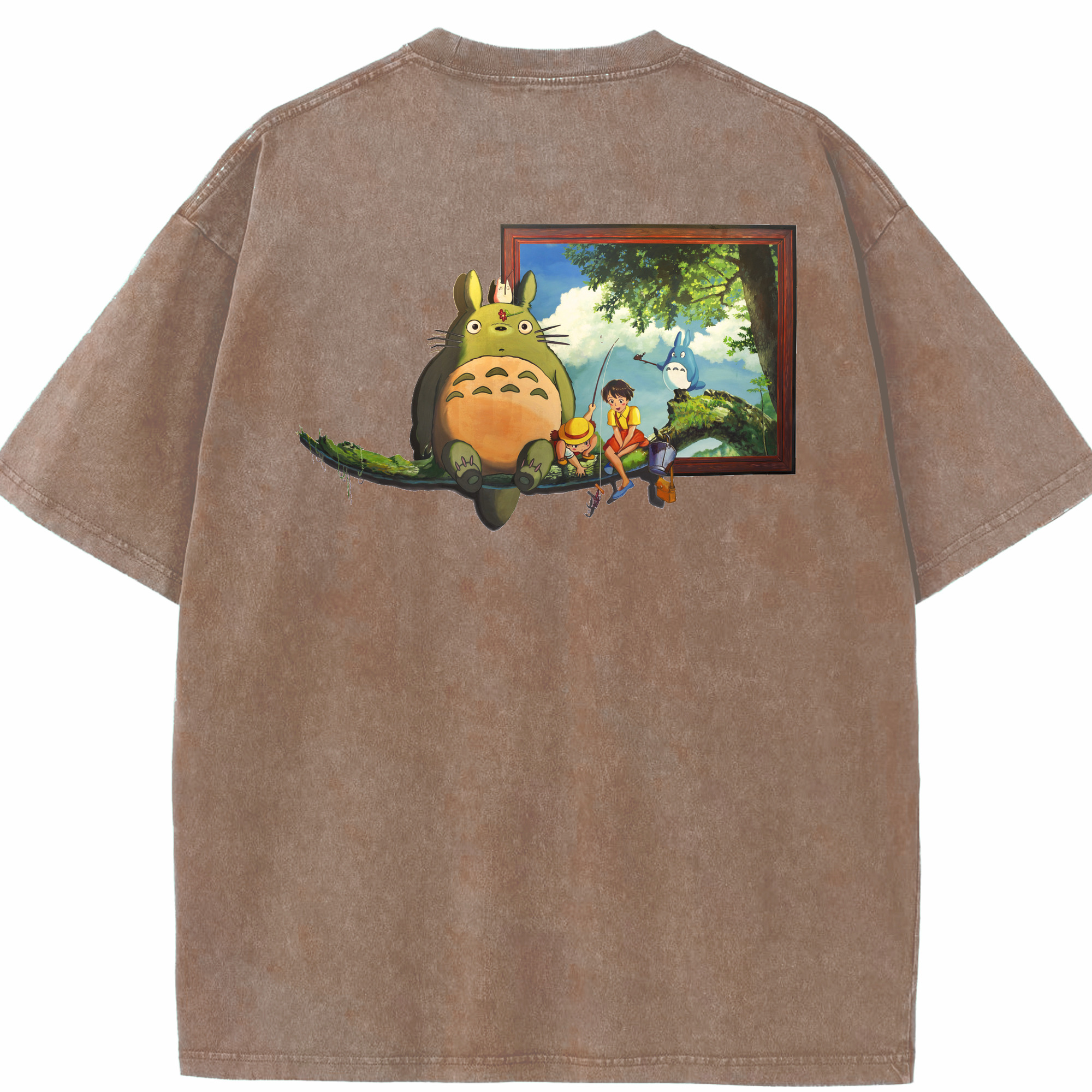 （画像用） となりのトトロ 草壁メイ 草壁サツキ My Neighbor Totoro Satsuki Kusakabe Mei Kusakabe 綿100% ヴィンテージ風 半袖Tシャツ（背面プリント）