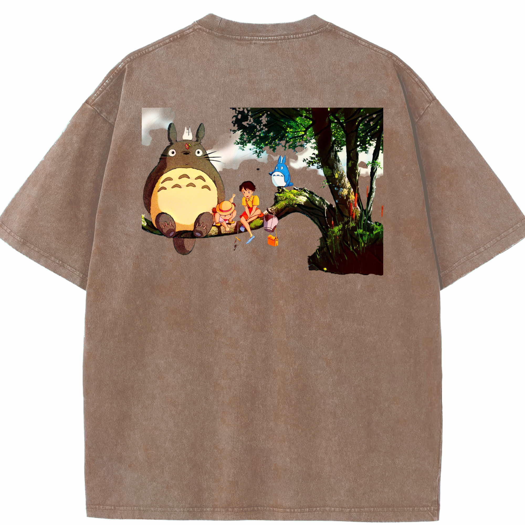 （画像用） となりのトトロ 草壁メイ 草壁サツキ My Neighbor Totoro Satsuki Kusakabe Mei Kusakabe 綿100% ヴィンテージ風 半袖Tシャツ（背面プリント）