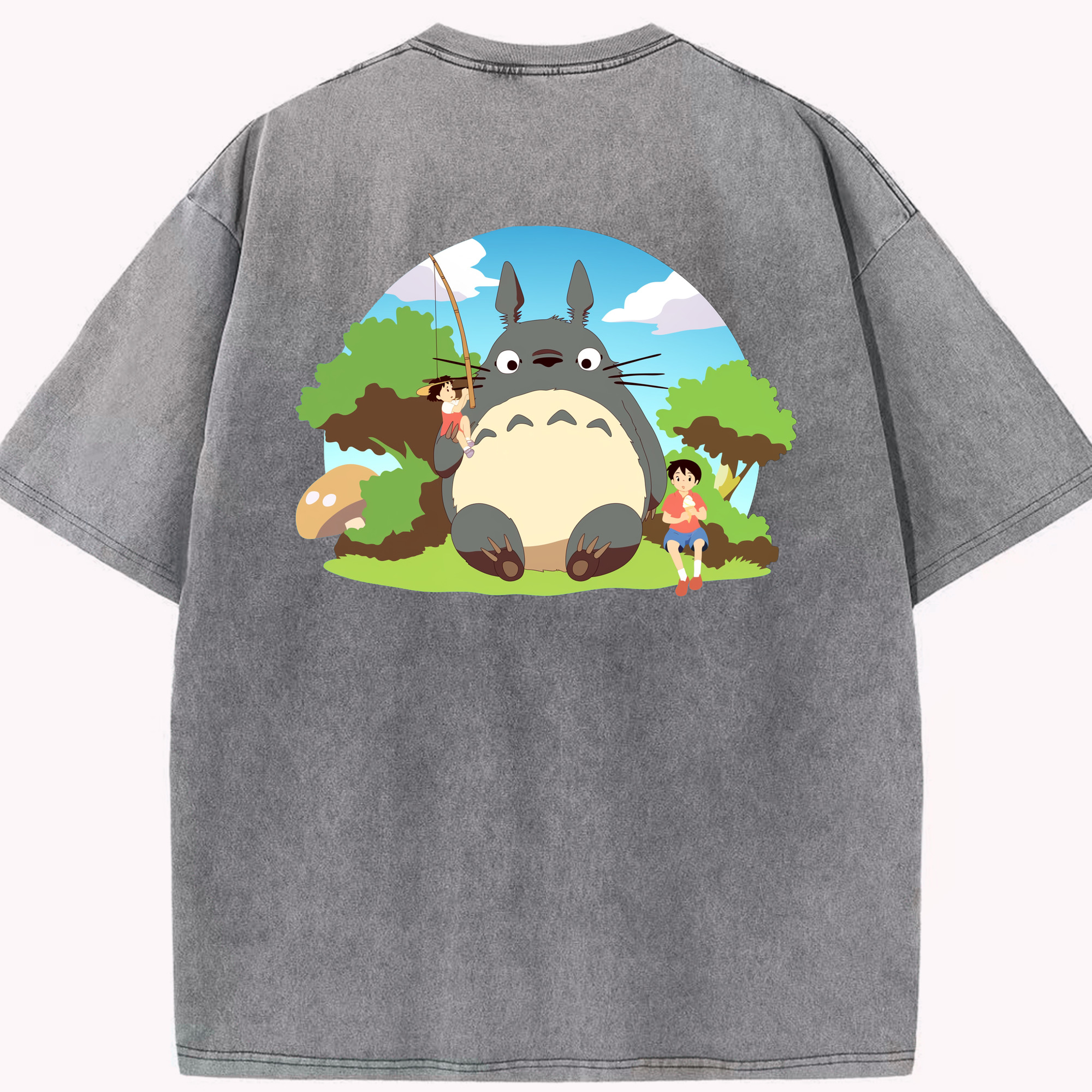 （画像用） となりのトトロ 草壁メイ 草壁サツキ My Neighbor Totoro Satsuki Kusakabe Mei Kusakabe 綿100% ヴィンテージ風 半袖Tシャツ（背面プリント）