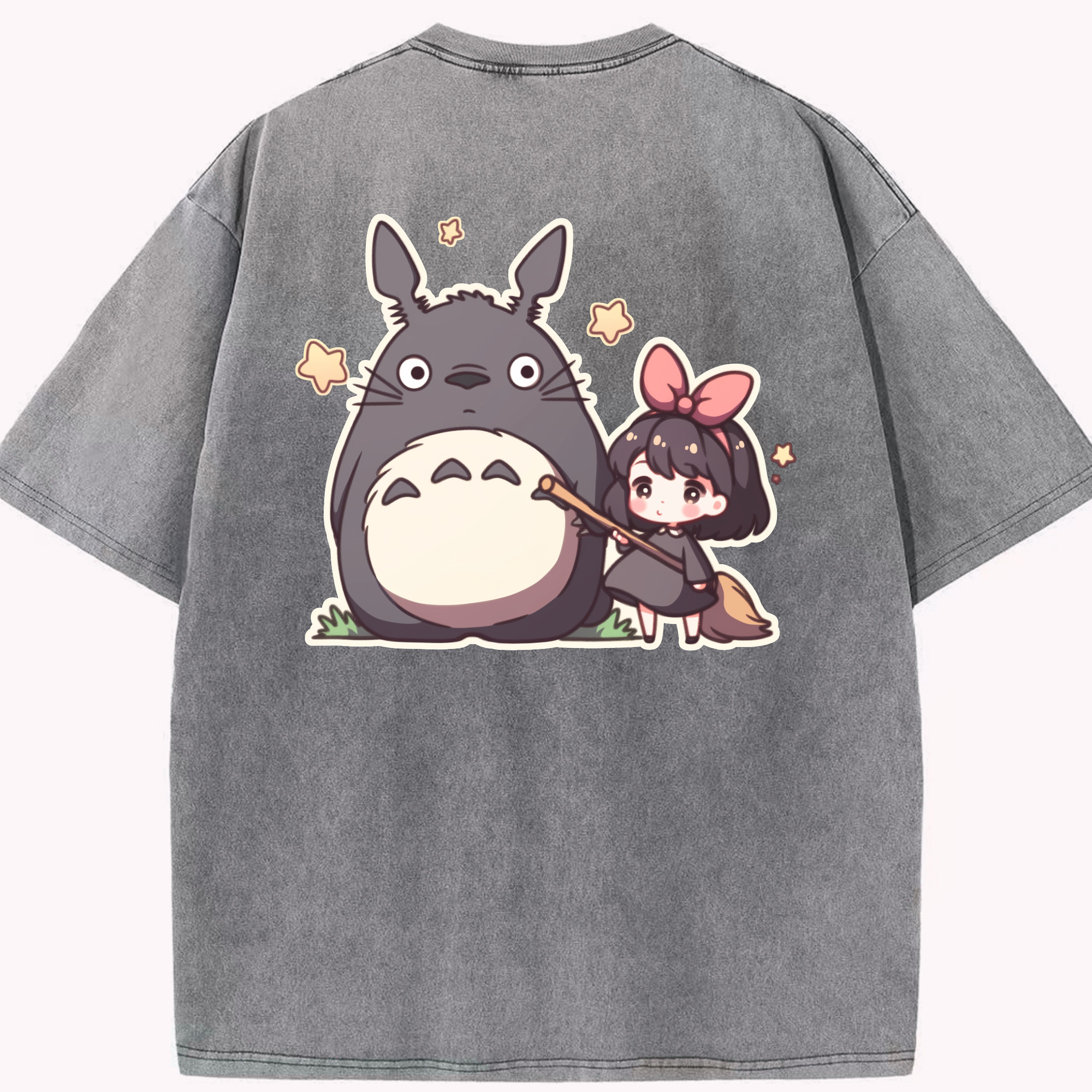 （画像用） となりのトトロ 草壁メイ 草壁サツキ My Neighbor Totoro Satsuki Kusakabe Mei Kusakabe 綿100% ヴィンテージ風 半袖Tシャツ（背面プリント）