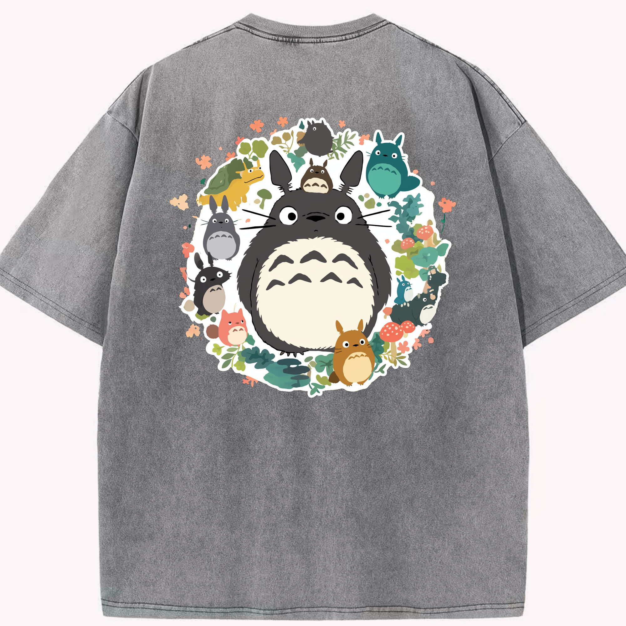 （画像用） となりのトトロ 草壁メイ 草壁サツキ My Neighbor Totoro Satsuki Kusakabe Mei Kusakabe 綿100% ヴィンテージ風 半袖Tシャツ（背面プリント）