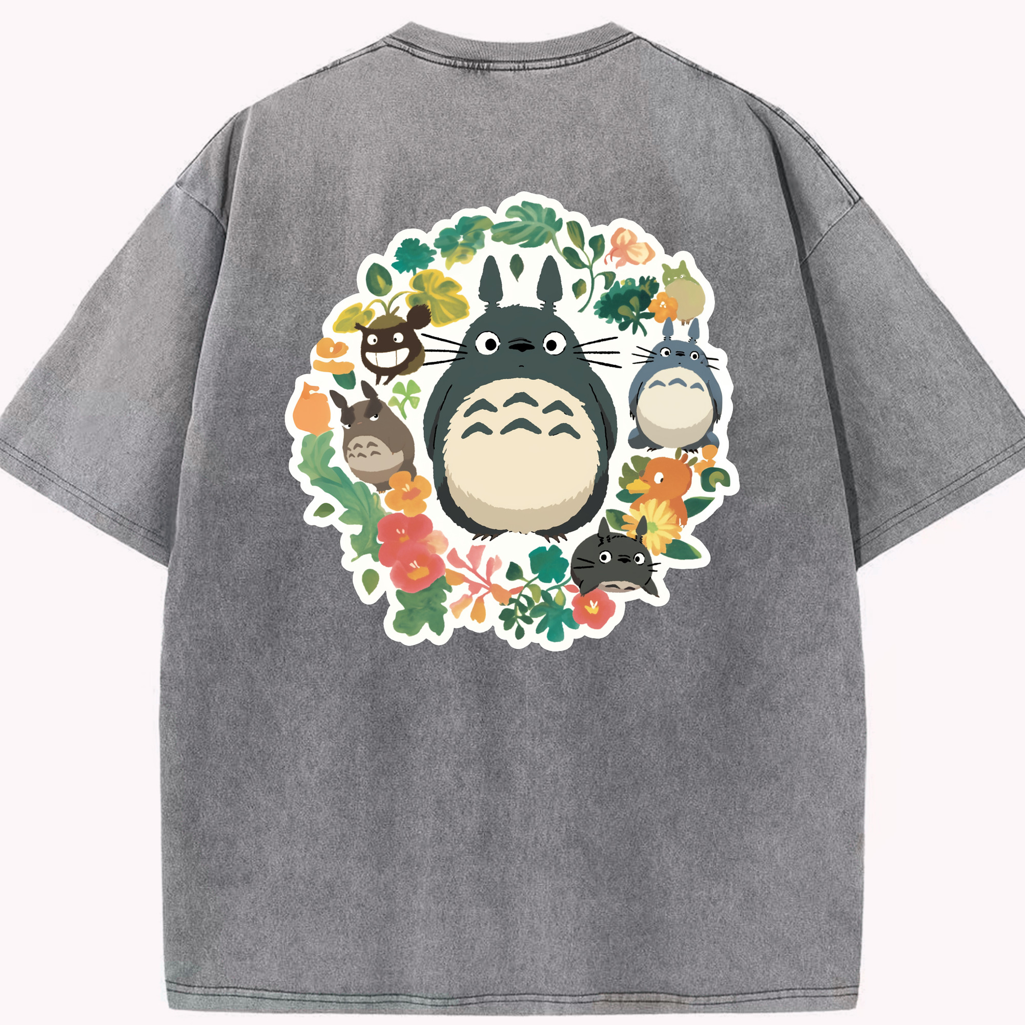 （画像用） となりのトトロ 草壁メイ 草壁サツキ My Neighbor Totoro Satsuki Kusakabe Mei Kusakabe 綿100% ヴィンテージ風 半袖Tシャツ（背面プリント）