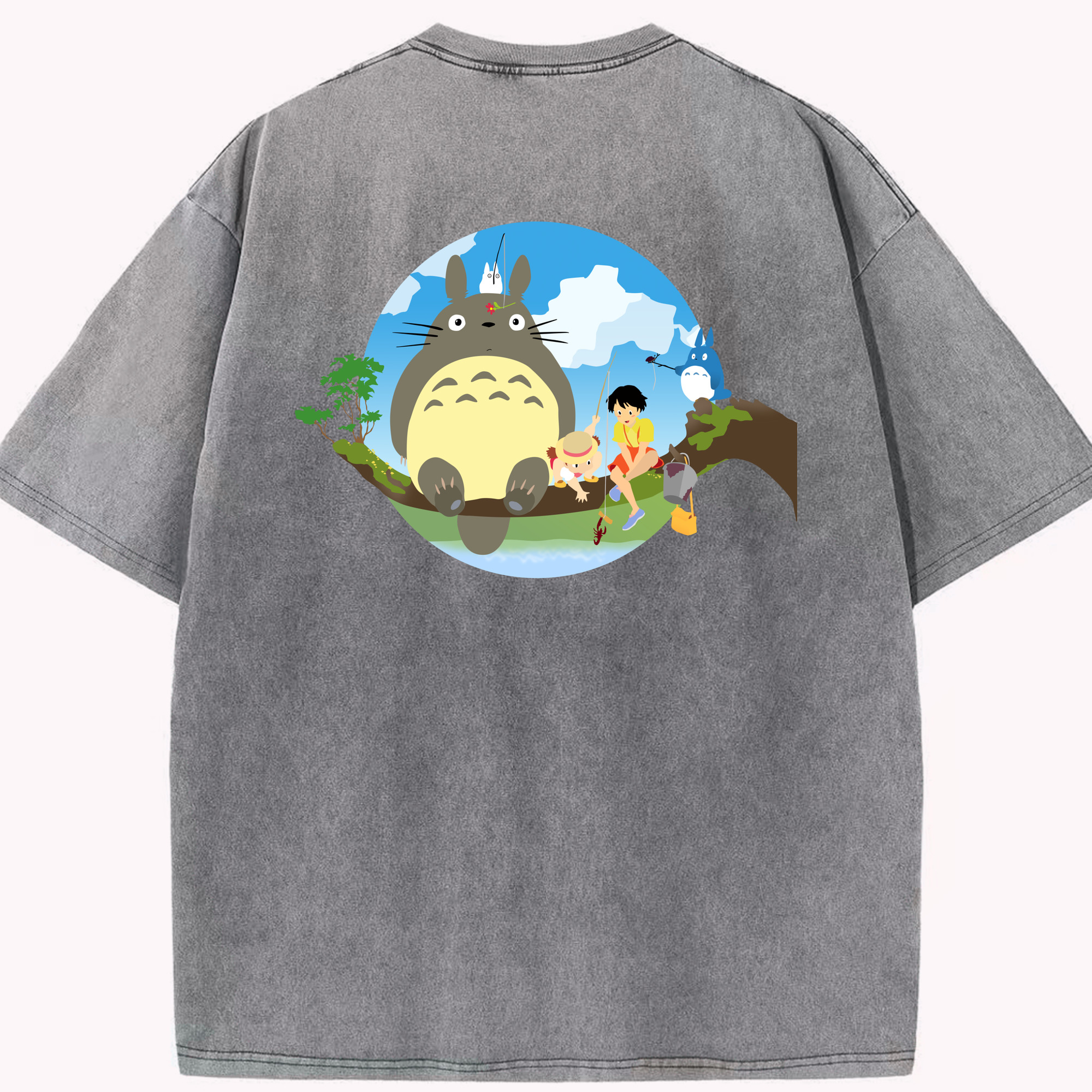 （画像用） となりのトトロ 草壁メイ 草壁サツキ My Neighbor Totoro Satsuki Kusakabe Mei Kusakabe 綿100% ヴィンテージ風 半袖Tシャツ（背面プリント）