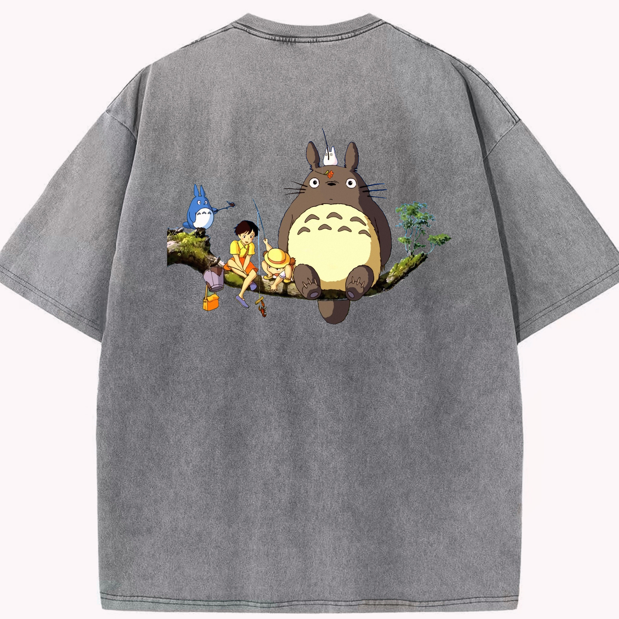 （画像用） となりのトトロ 草壁メイ 草壁サツキ My Neighbor Totoro Satsuki Kusakabe Mei Kusakabe 綿100% ヴィンテージ風 半袖Tシャツ（背面プリント）