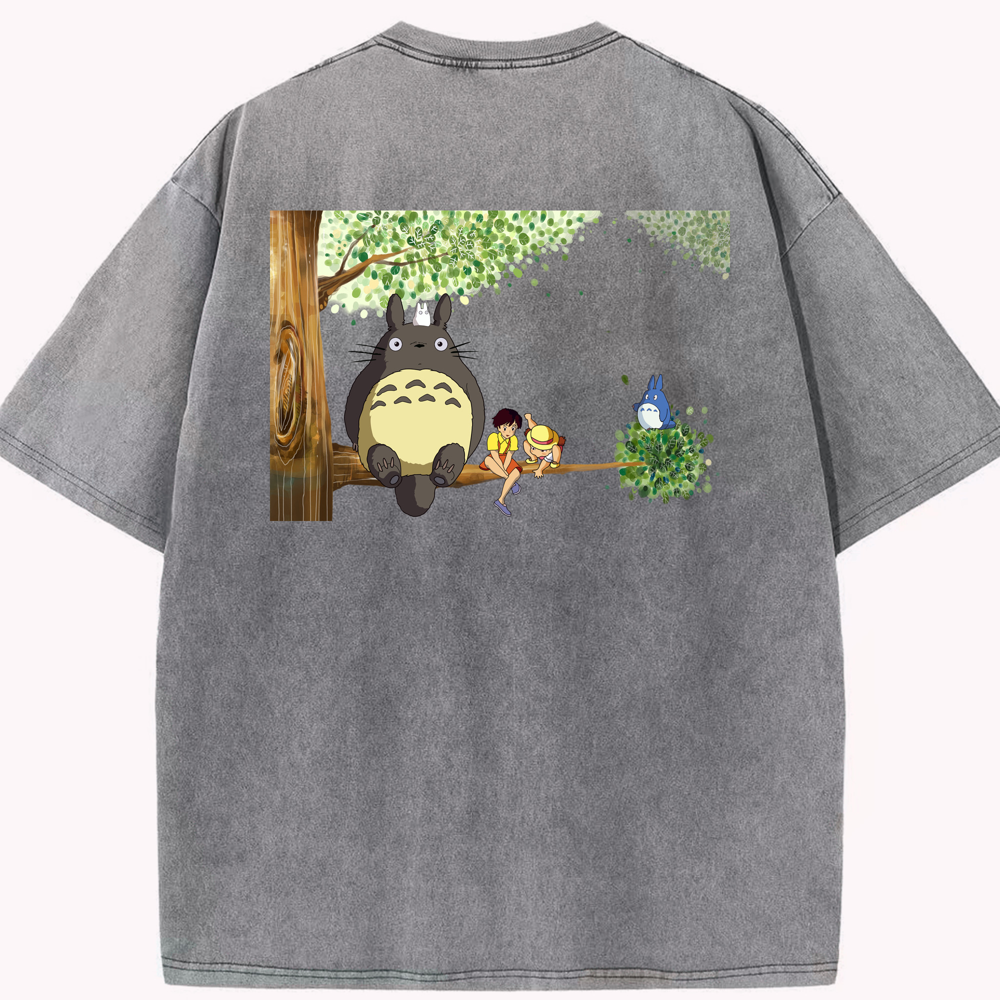 （画像用） となりのトトロ 草壁メイ 草壁サツキ My Neighbor Totoro Satsuki Kusakabe Mei Kusakabe 綿100% ヴィンテージ風 半袖Tシャツ（背面プリント）