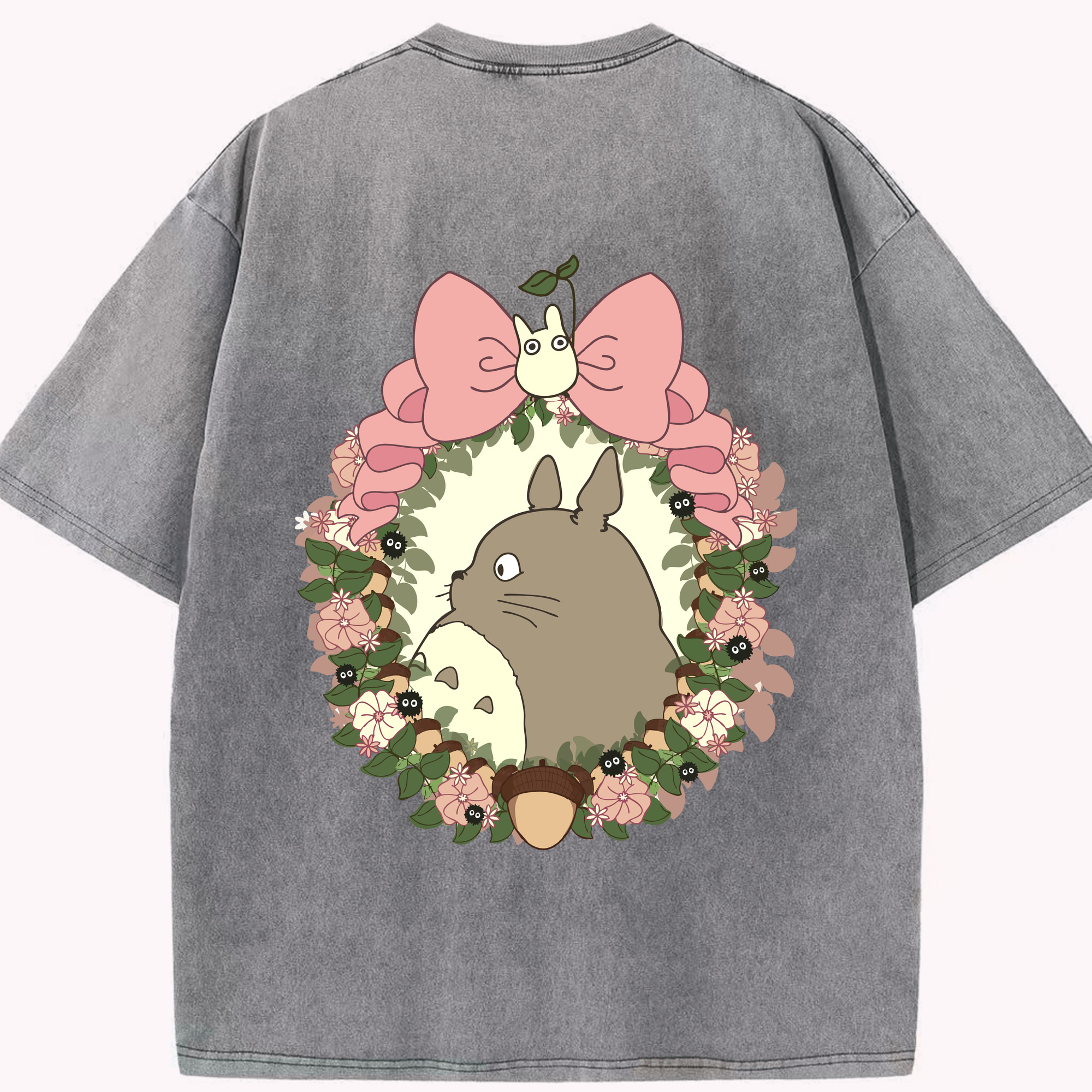 （画像用） となりのトトロ 草壁メイ 草壁サツキ My Neighbor Totoro Satsuki Kusakabe Mei Kusakabe 綿100% ヴィンテージ風 半袖Tシャツ（背面プリント）