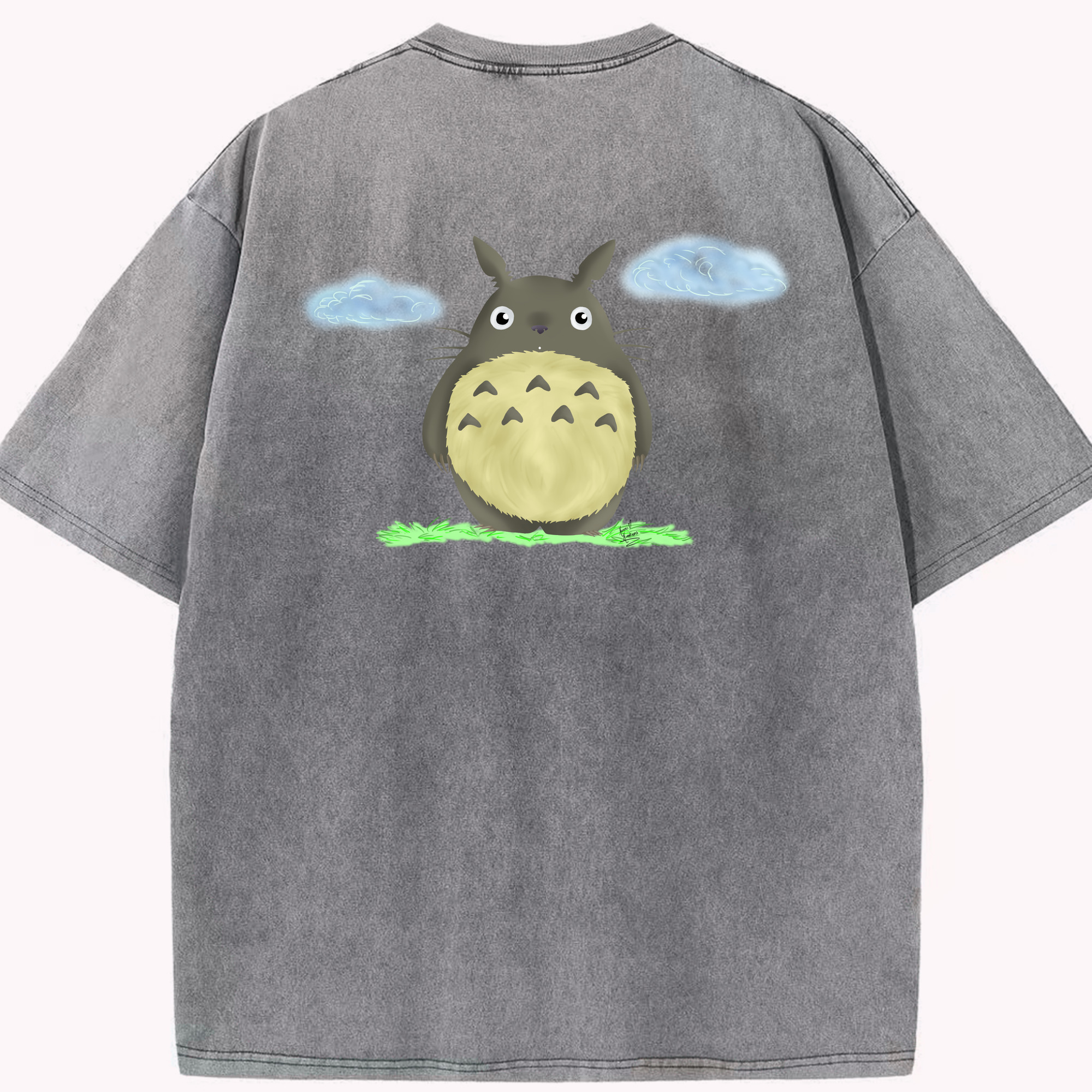 （画像用） となりのトトロ 草壁メイ 草壁サツキ My Neighbor Totoro Satsuki Kusakabe Mei Kusakabe 綿100% ヴィンテージ風 半袖Tシャツ（背面プリント）