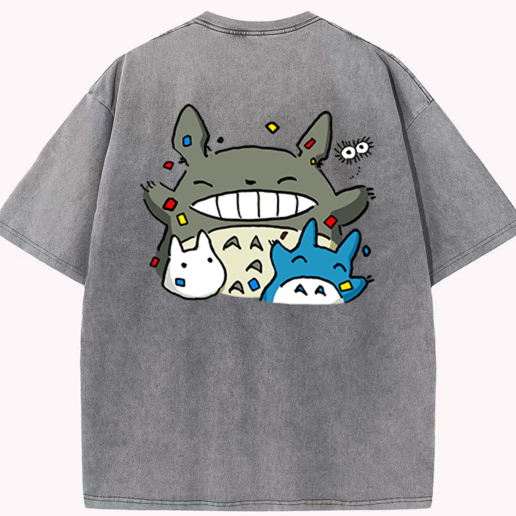 （画像用） となりのトトロ 草壁メイ 草壁サツキ My Neighbor Totoro Satsuki Kusakabe Mei Kusakabe 綿100% ヴィンテージ風 半袖Tシャツ（背面プリント）
