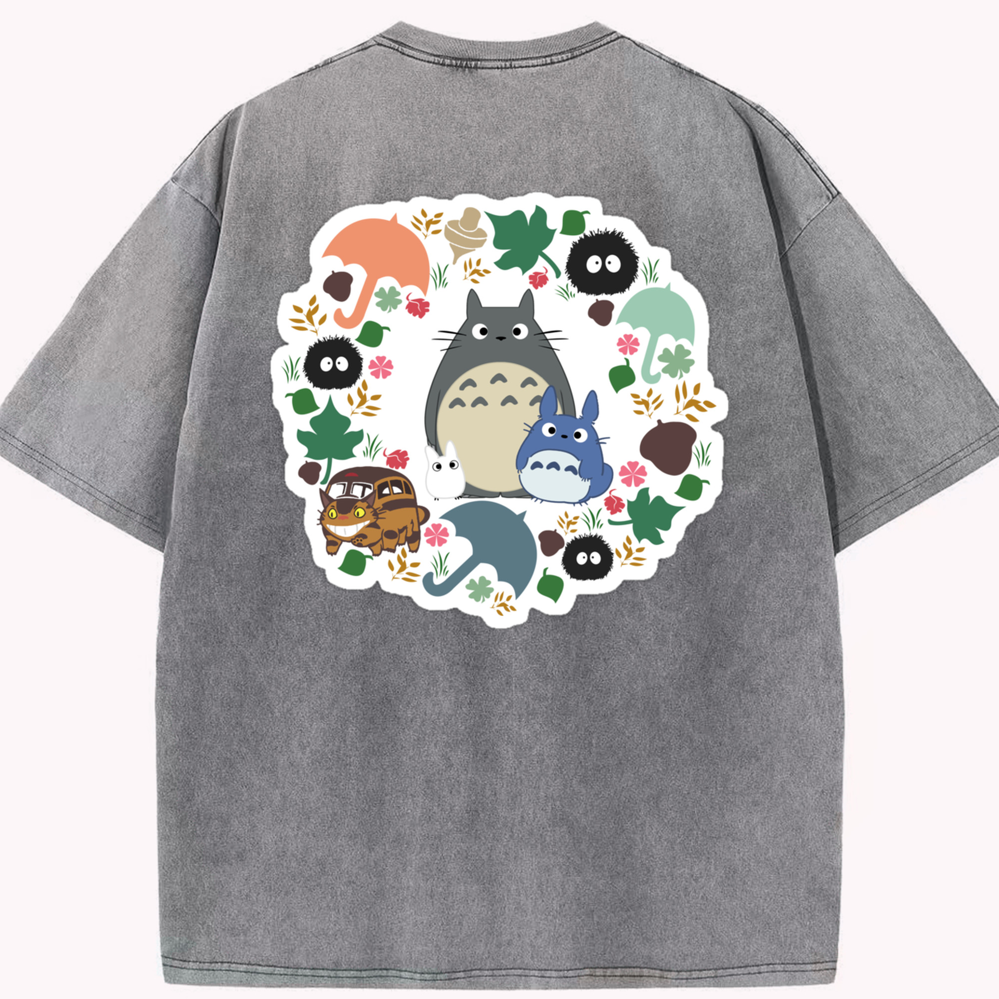 （画像用） となりのトトロ 草壁メイ 草壁サツキ My Neighbor Totoro Satsuki Kusakabe Mei Kusakabe 綿100% ヴィンテージ風 半袖Tシャツ（背面プリント）