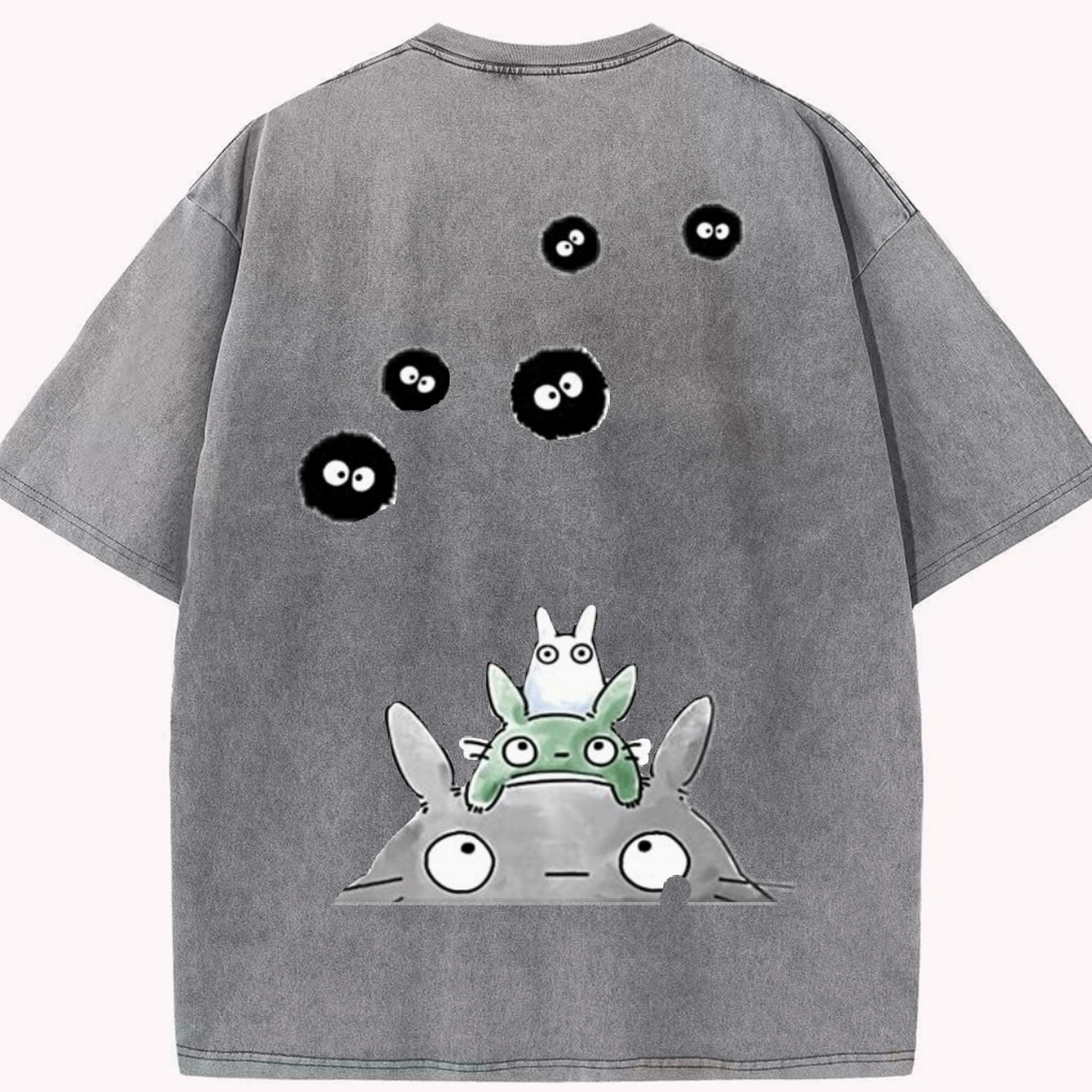 （画像用） となりのトトロ 草壁メイ 草壁サツキ My Neighbor Totoro Satsuki Kusakabe Mei Kusakabe 綿100% ヴィンテージ風 半袖Tシャツ（背面プリント）