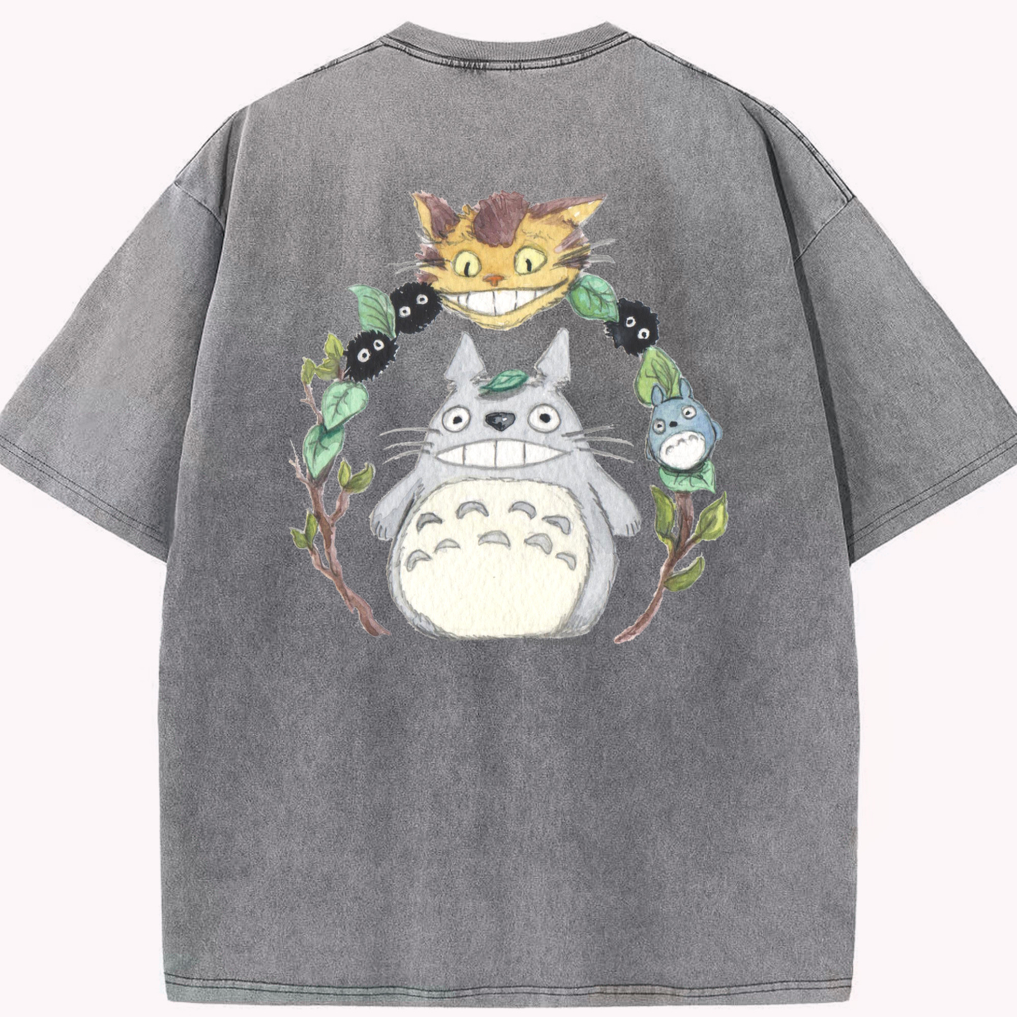 （画像用） となりのトトロ 草壁メイ 草壁サツキ My Neighbor Totoro Satsuki Kusakabe Mei Kusakabe 綿100% ヴィンテージ風 半袖Tシャツ（背面プリント）