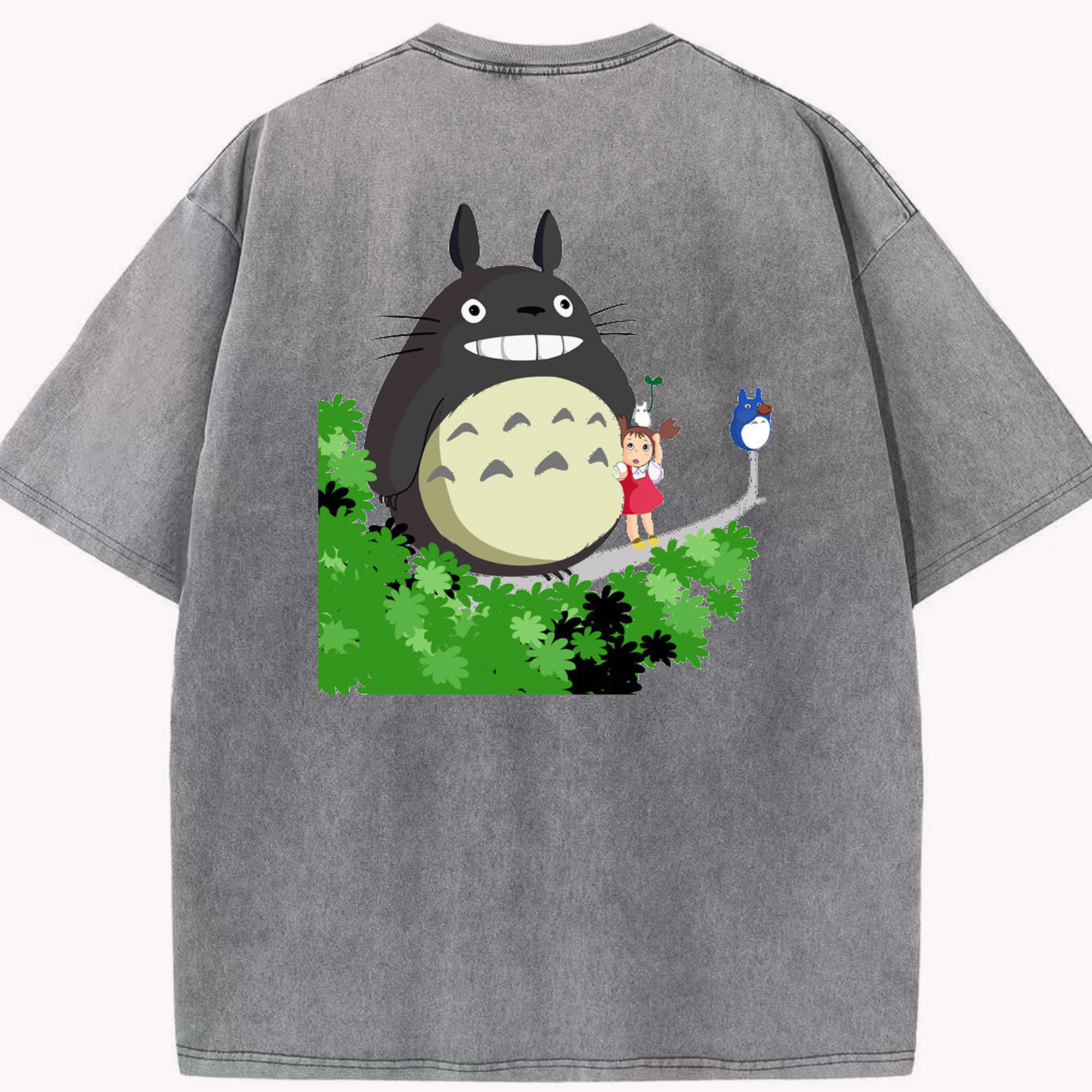 （画像用） となりのトトロ 草壁メイ 草壁サツキ My Neighbor Totoro Satsuki Kusakabe Mei Kusakabe 綿100% ヴィンテージ風 半袖Tシャツ（背面プリント）