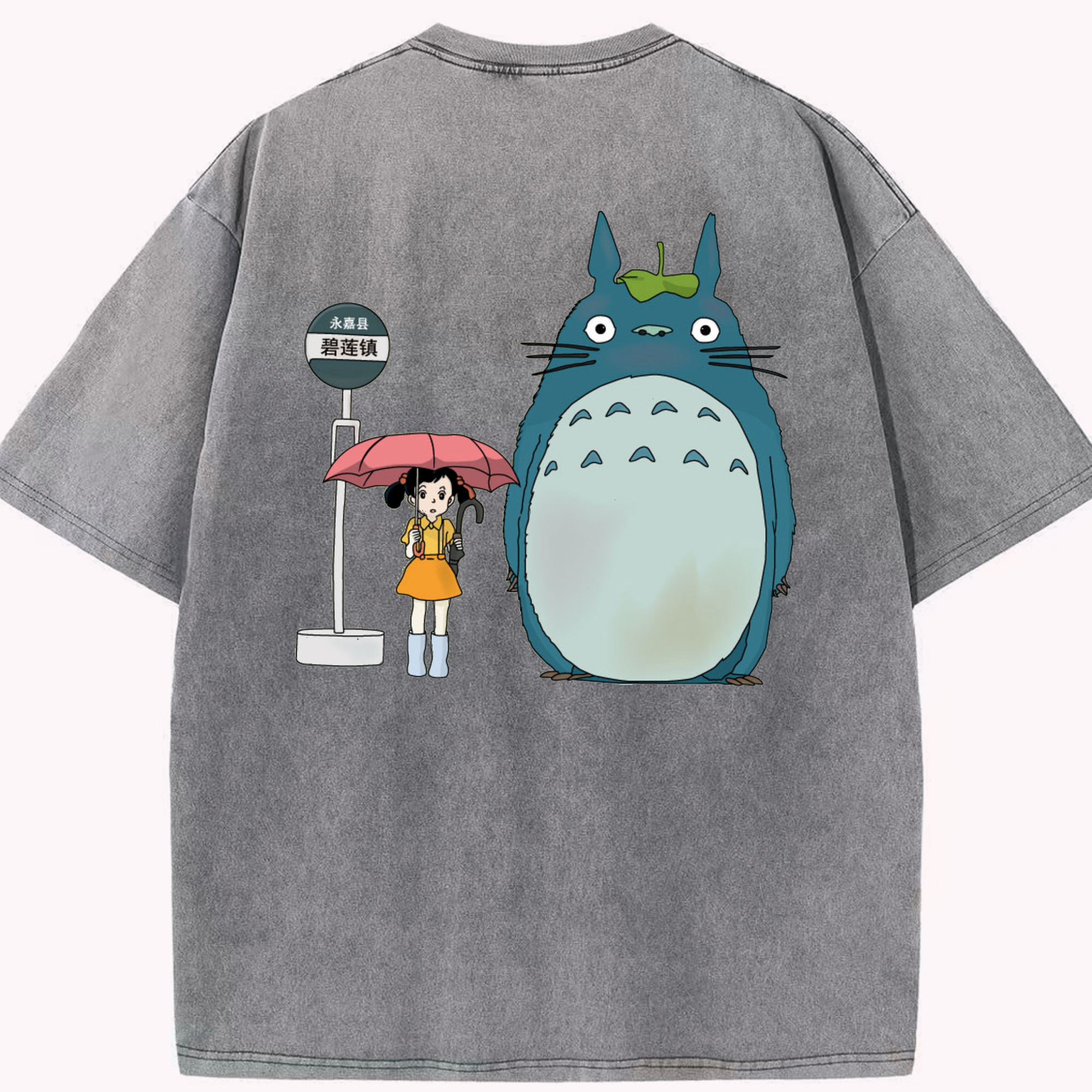 （画像用） となりのトトロ 草壁メイ 草壁サツキ My Neighbor Totoro Satsuki Kusakabe Mei Kusakabe 綿100% ヴィンテージ風 半袖Tシャツ（背面プリント）