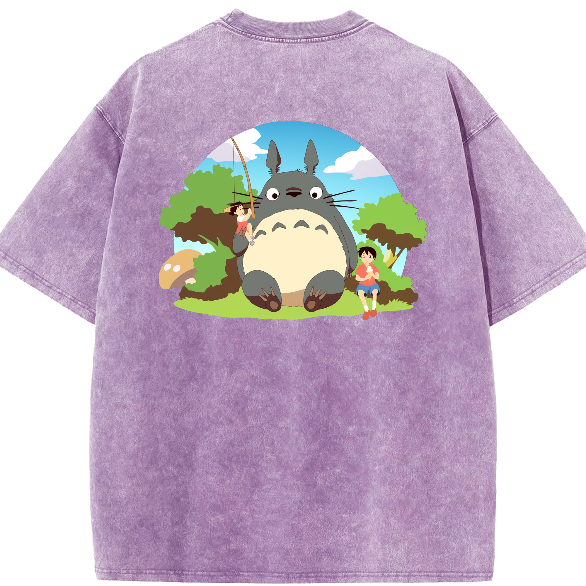 （画像用） となりのトトロ 草壁メイ 草壁サツキ My Neighbor Totoro Satsuki Kusakabe Mei Kusakabe 綿100% ヴィンテージ風 半袖Tシャツ（背面プリント）