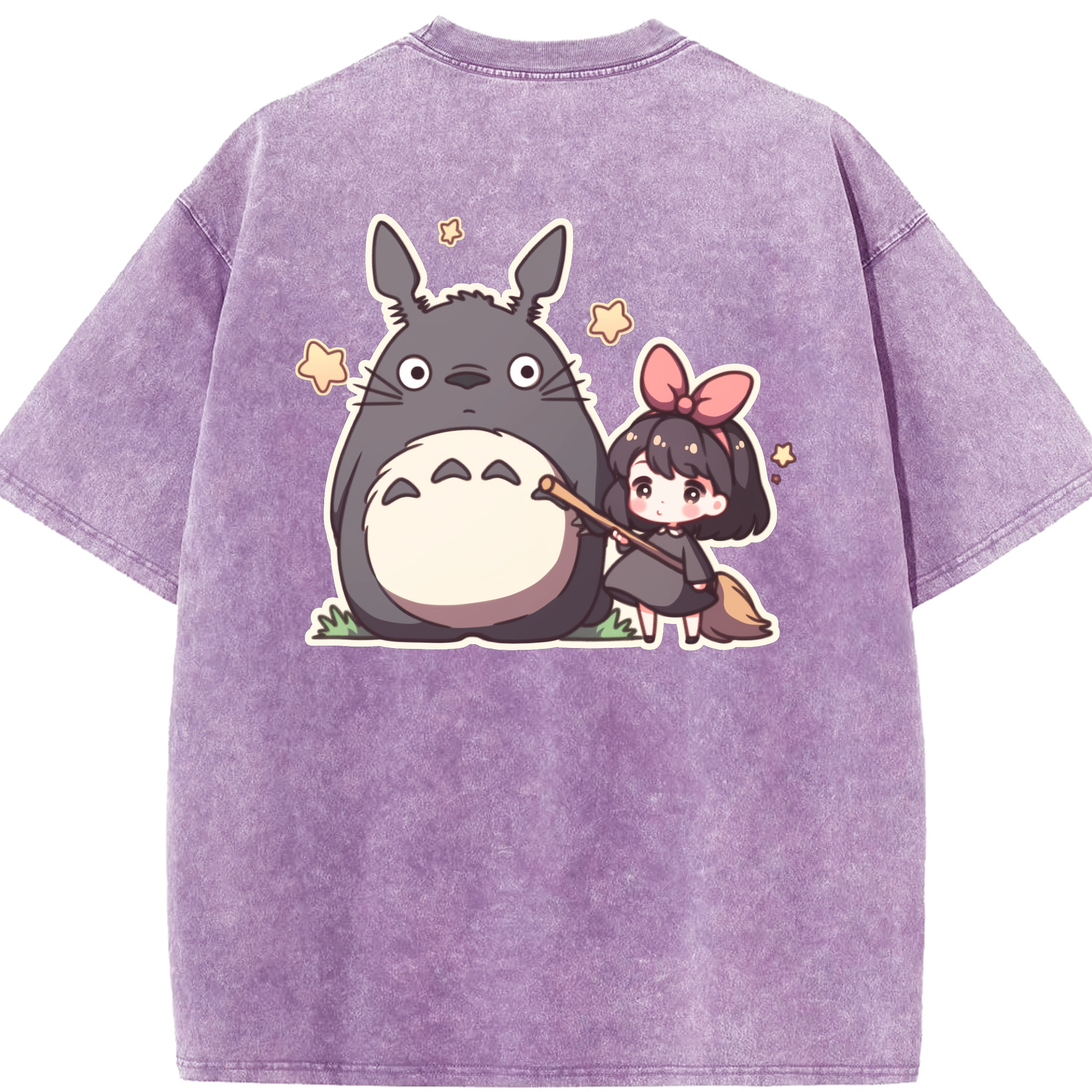 （画像用） となりのトトロ 草壁メイ 草壁サツキ My Neighbor Totoro Satsuki Kusakabe Mei Kusakabe 綿100% ヴィンテージ風 半袖Tシャツ（背面プリント）