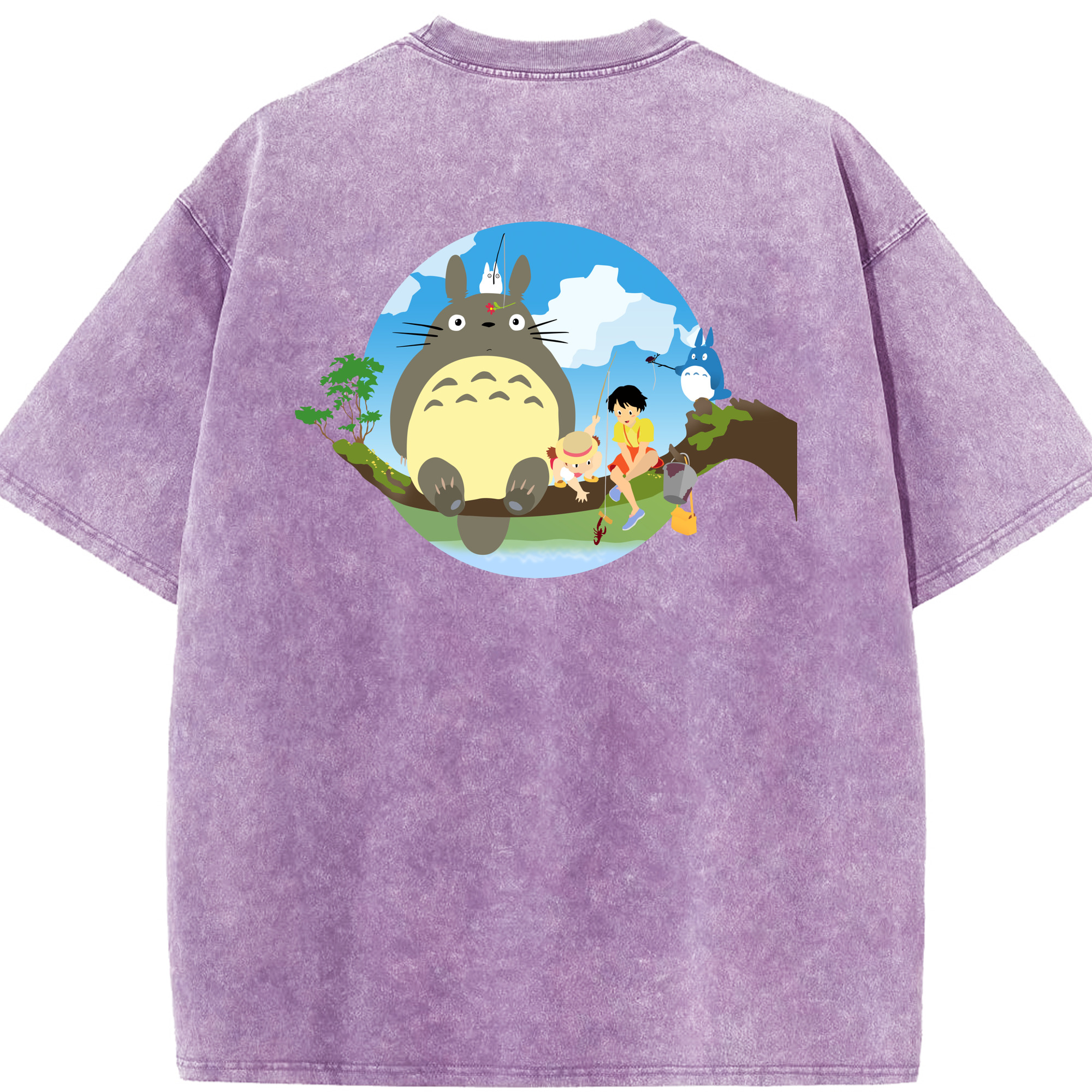 （画像用） となりのトトロ 草壁メイ 草壁サツキ My Neighbor Totoro Satsuki Kusakabe Mei Kusakabe 綿100% ヴィンテージ風 半袖Tシャツ（背面プリント）