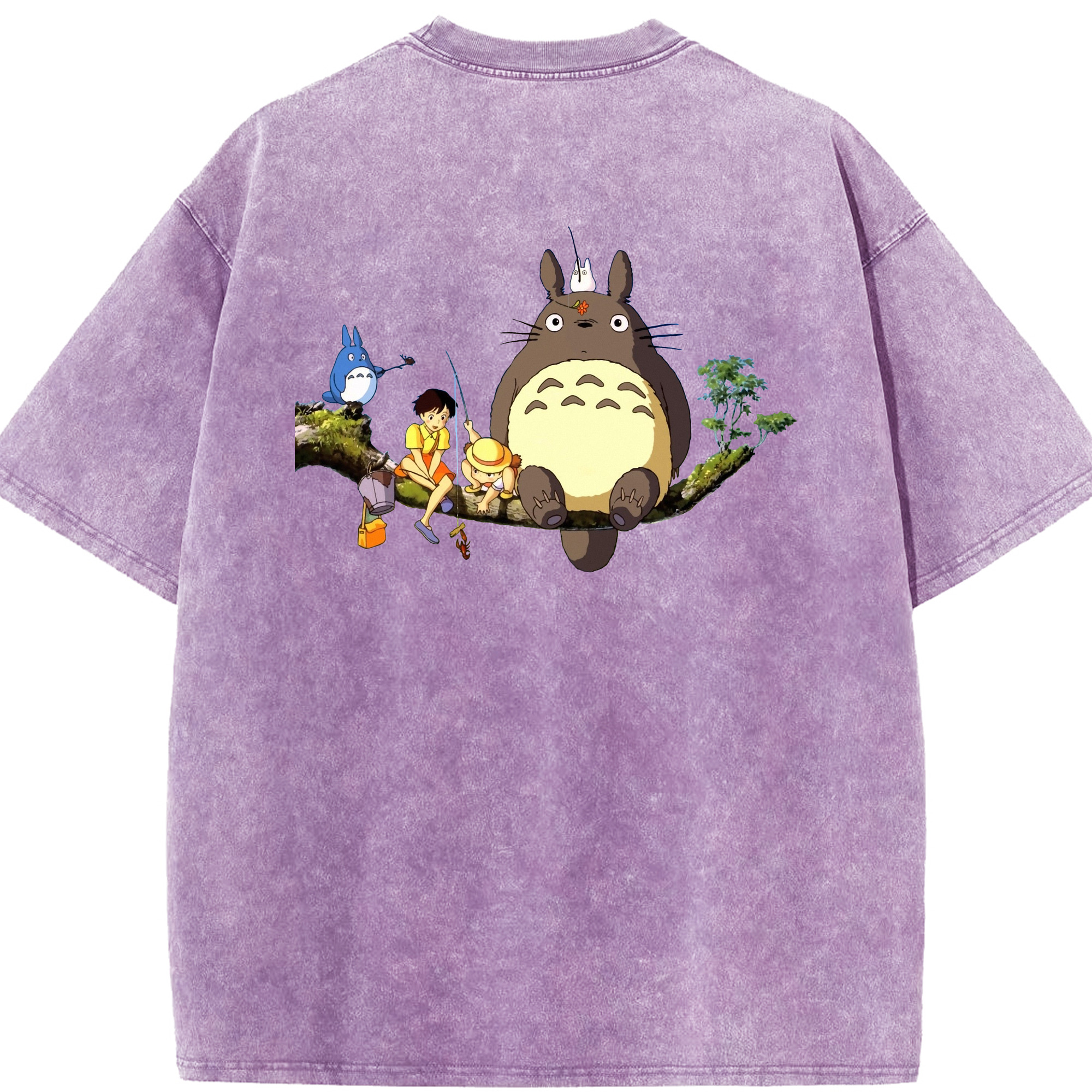 （画像用） となりのトトロ 草壁メイ 草壁サツキ My Neighbor Totoro Satsuki Kusakabe Mei Kusakabe 綿100% ヴィンテージ風 半袖Tシャツ（背面プリント）