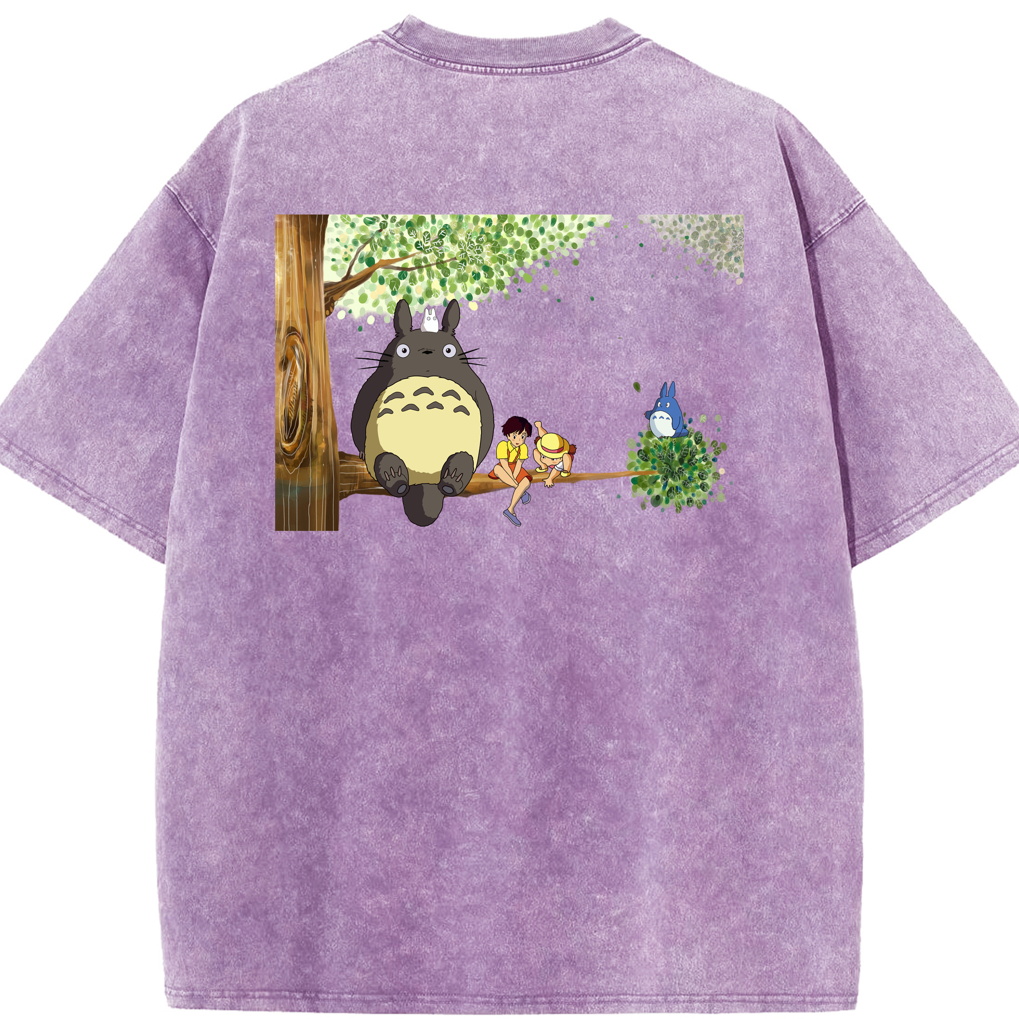 （画像用） となりのトトロ 草壁メイ 草壁サツキ My Neighbor Totoro Satsuki Kusakabe Mei Kusakabe 綿100% ヴィンテージ風 半袖Tシャツ（背面プリント）