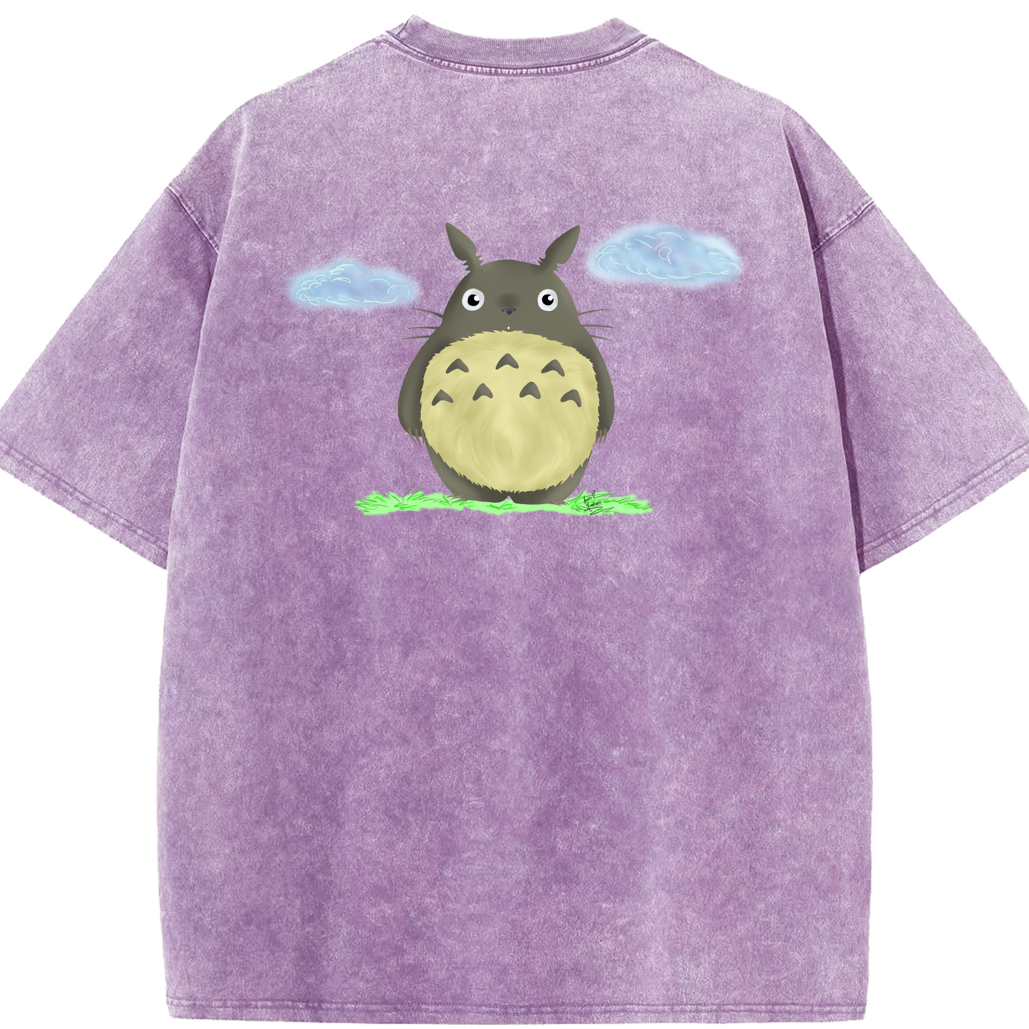 （画像用） となりのトトロ 草壁メイ 草壁サツキ My Neighbor Totoro Satsuki Kusakabe Mei Kusakabe 綿100% ヴィンテージ風 半袖Tシャツ（背面プリント）