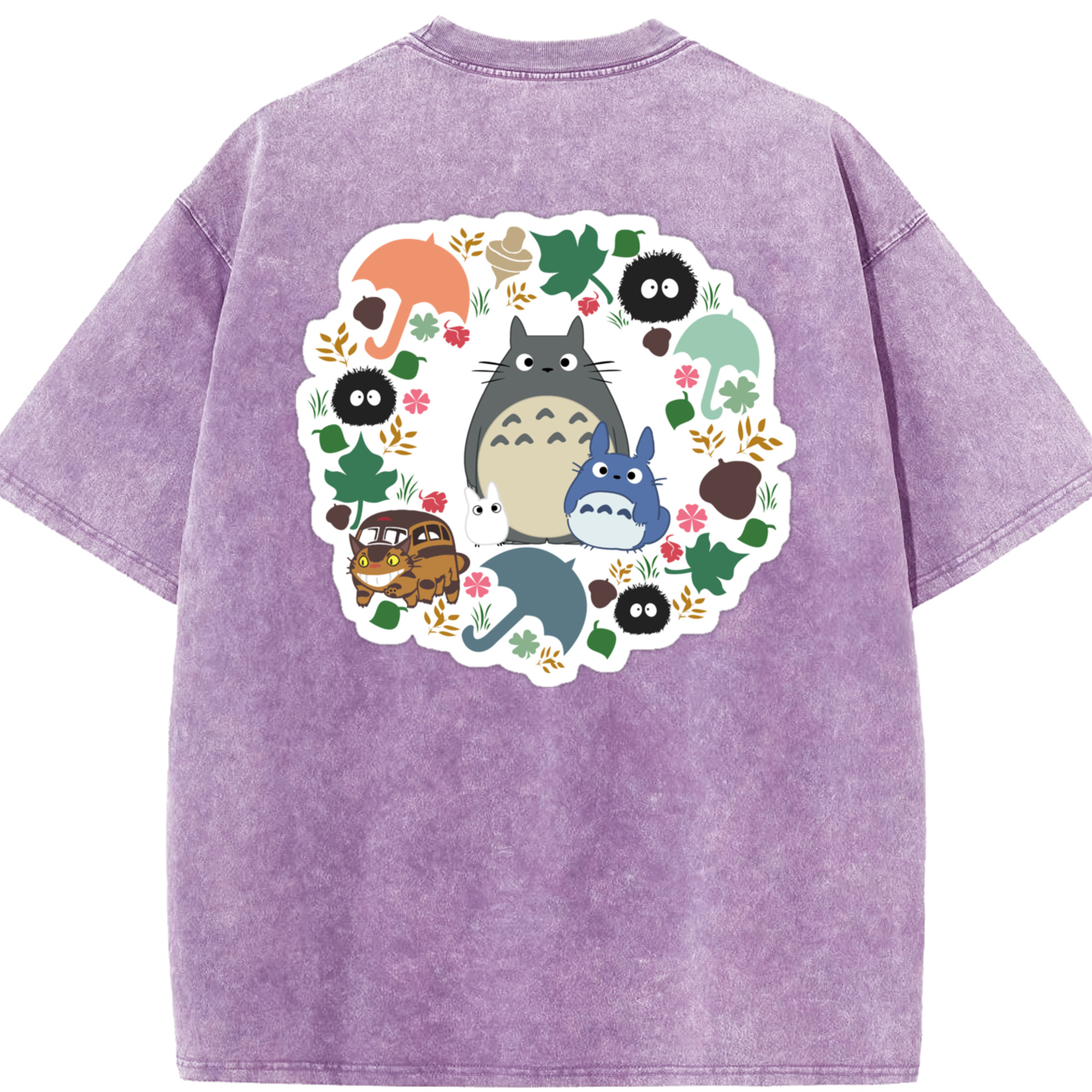 （画像用） となりのトトロ 草壁メイ 草壁サツキ My Neighbor Totoro Satsuki Kusakabe Mei Kusakabe 綿100% ヴィンテージ風 半袖Tシャツ（背面プリント）