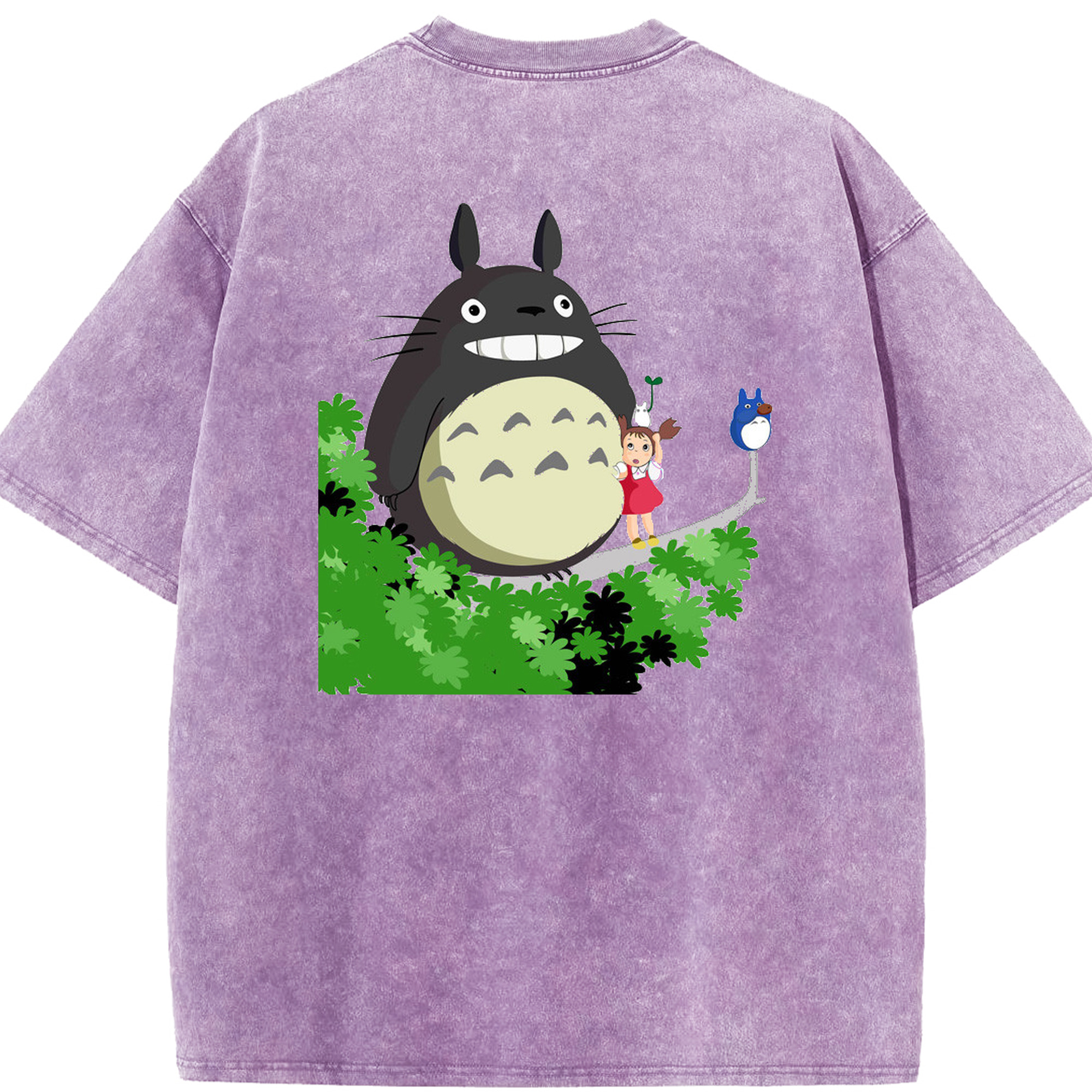 （画像用） となりのトトロ 草壁メイ 草壁サツキ My Neighbor Totoro Satsuki Kusakabe Mei Kusakabe 綿100% ヴィンテージ風 半袖Tシャツ（背面プリント）