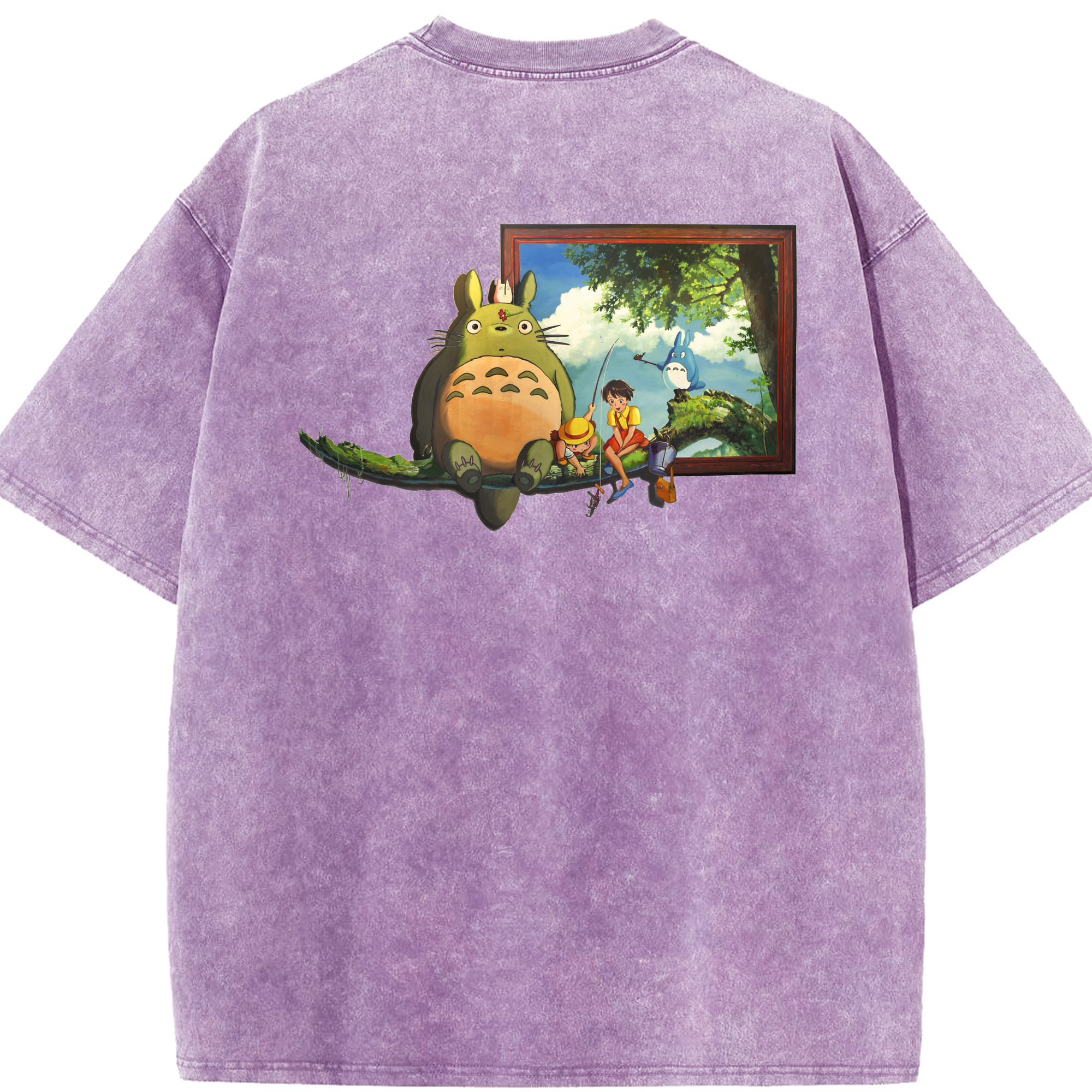 （画像用） となりのトトロ 草壁メイ 草壁サツキ My Neighbor Totoro Satsuki Kusakabe Mei Kusakabe 綿100% ヴィンテージ風 半袖Tシャツ（背面プリント）