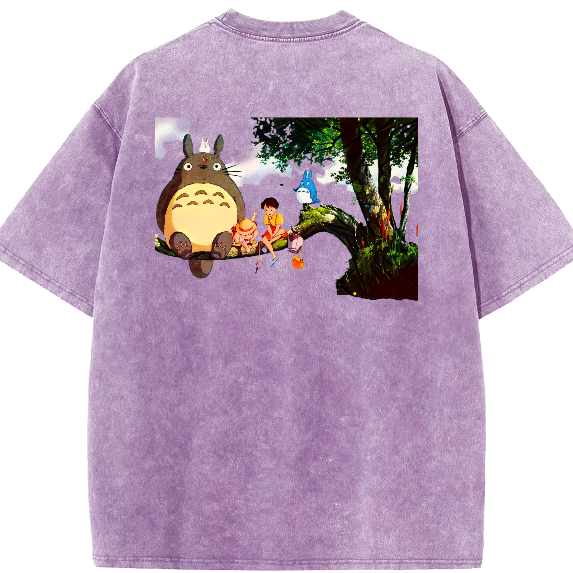 （画像用） となりのトトロ 草壁メイ 草壁サツキ My Neighbor Totoro Satsuki Kusakabe Mei Kusakabe 綿100% ヴィンテージ風 半袖Tシャツ（背面プリント）