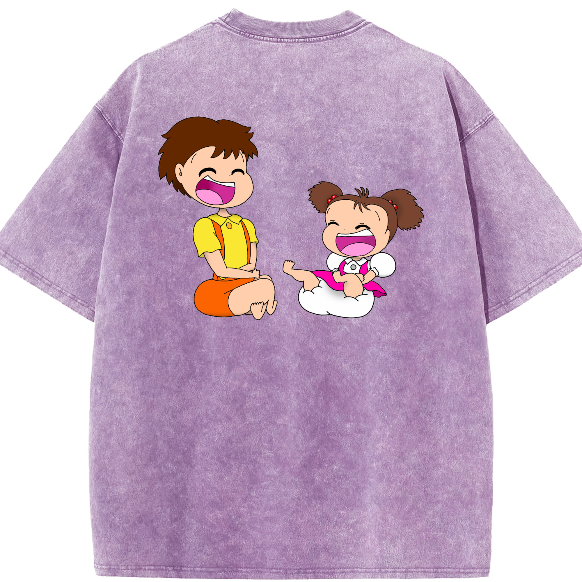 （画像用） となりのトトロ 草壁メイ 草壁サツキ My Neighbor Totoro Satsuki Kusakabe Mei Kusakabe 綿100% ヴィンテージ風 半袖Tシャツ（背面プリント）
