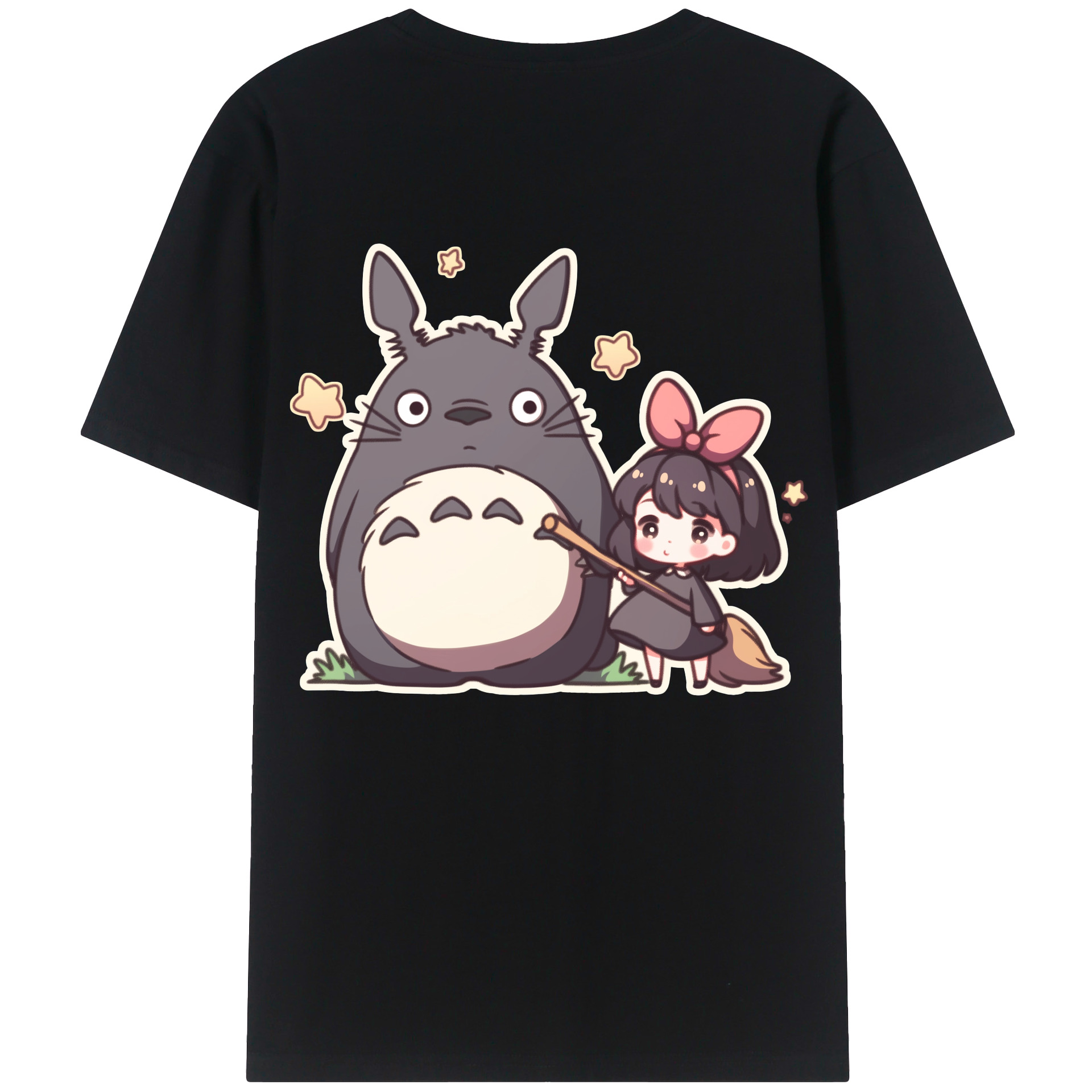 （画像用） となりのトトロ 草壁メイ 草壁サツキ My Neighbor Totoro Satsuki Kusakabe Mei Kusakabe 綿100％ メンズ半袖Tシャツ（バックプリント） 通気性