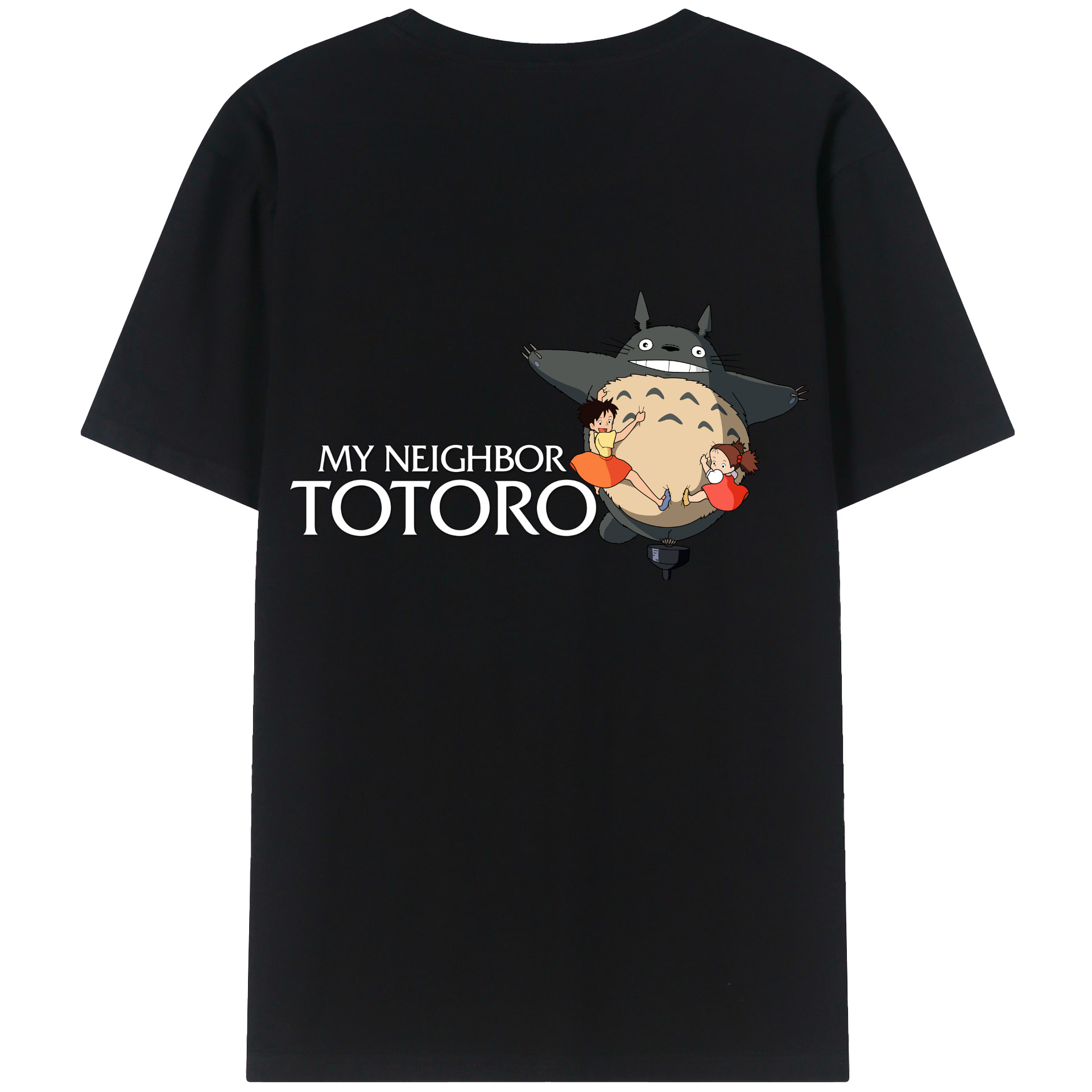 （画像用） となりのトトロ 草壁メイ 草壁サツキ My Neighbor Totoro Satsuki Kusakabe Mei Kusakabe 綿100％ メンズ半袖Tシャツ（バックプリント） 通気性