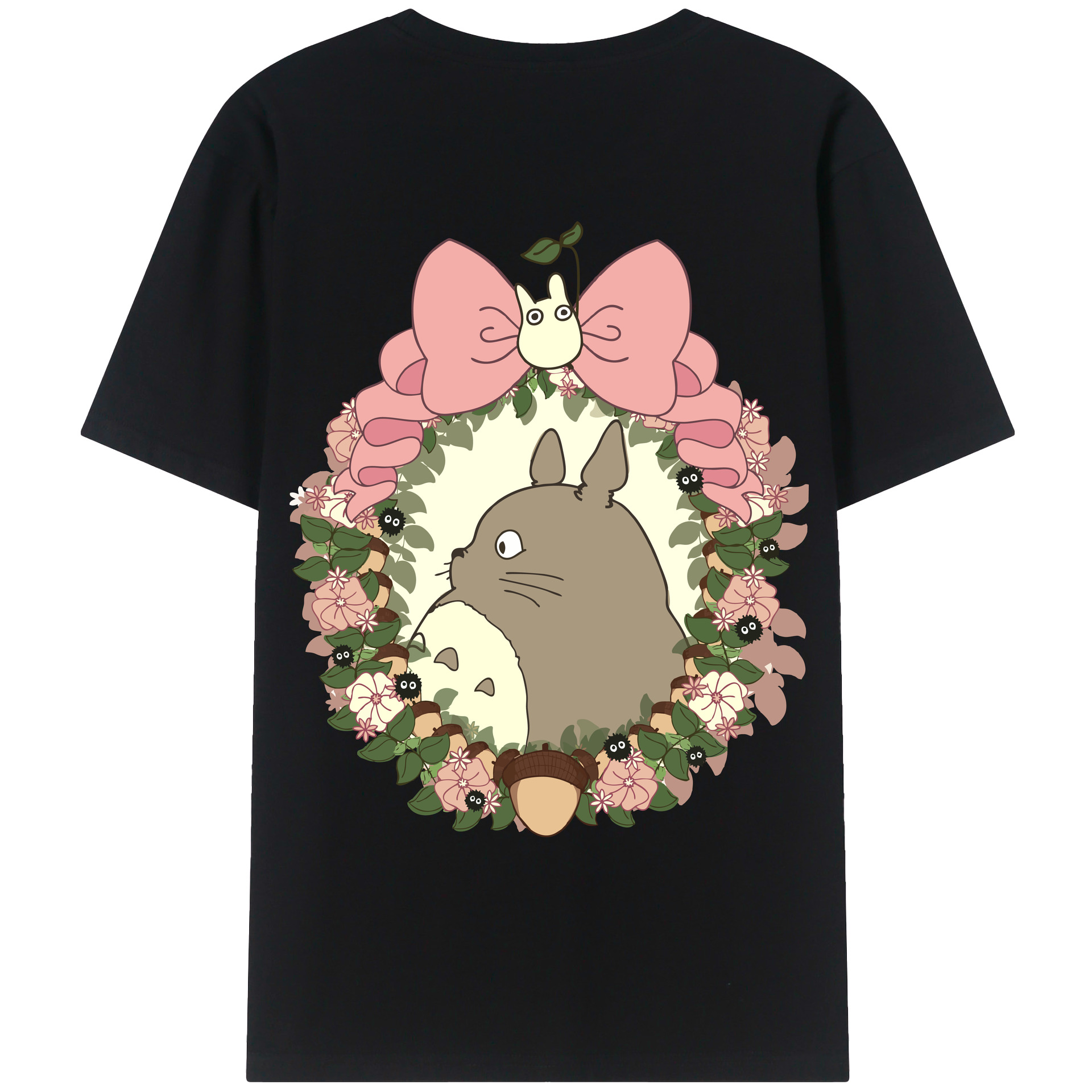 （画像用） となりのトトロ 草壁メイ 草壁サツキ My Neighbor Totoro Satsuki Kusakabe Mei Kusakabe 綿100％ メンズ半袖Tシャツ（バックプリント） 通気性