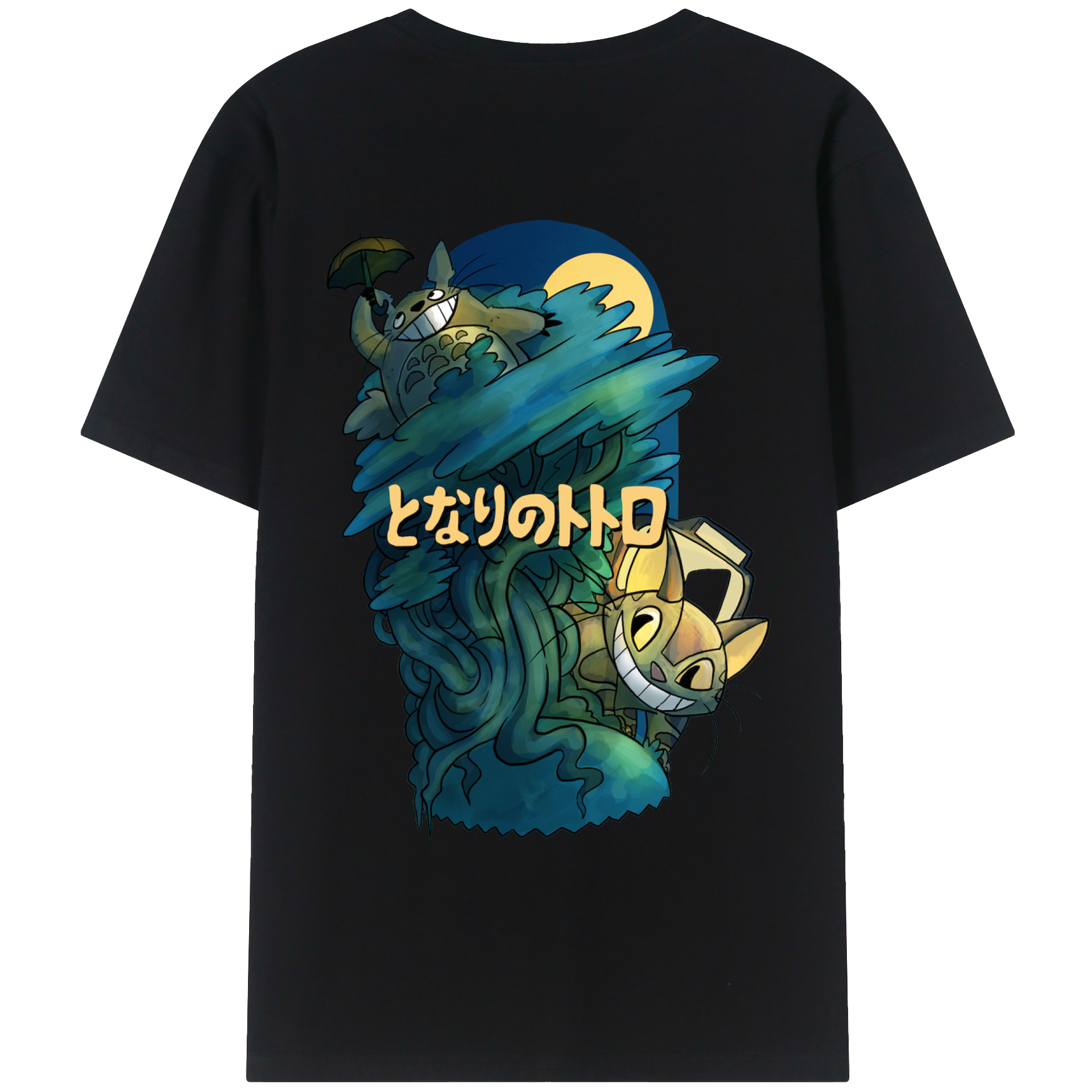 （画像用） となりのトトロ 草壁メイ 草壁サツキ My Neighbor Totoro Satsuki Kusakabe Mei Kusakabe 綿100％ メンズ半袖Tシャツ（バックプリント） 通気性