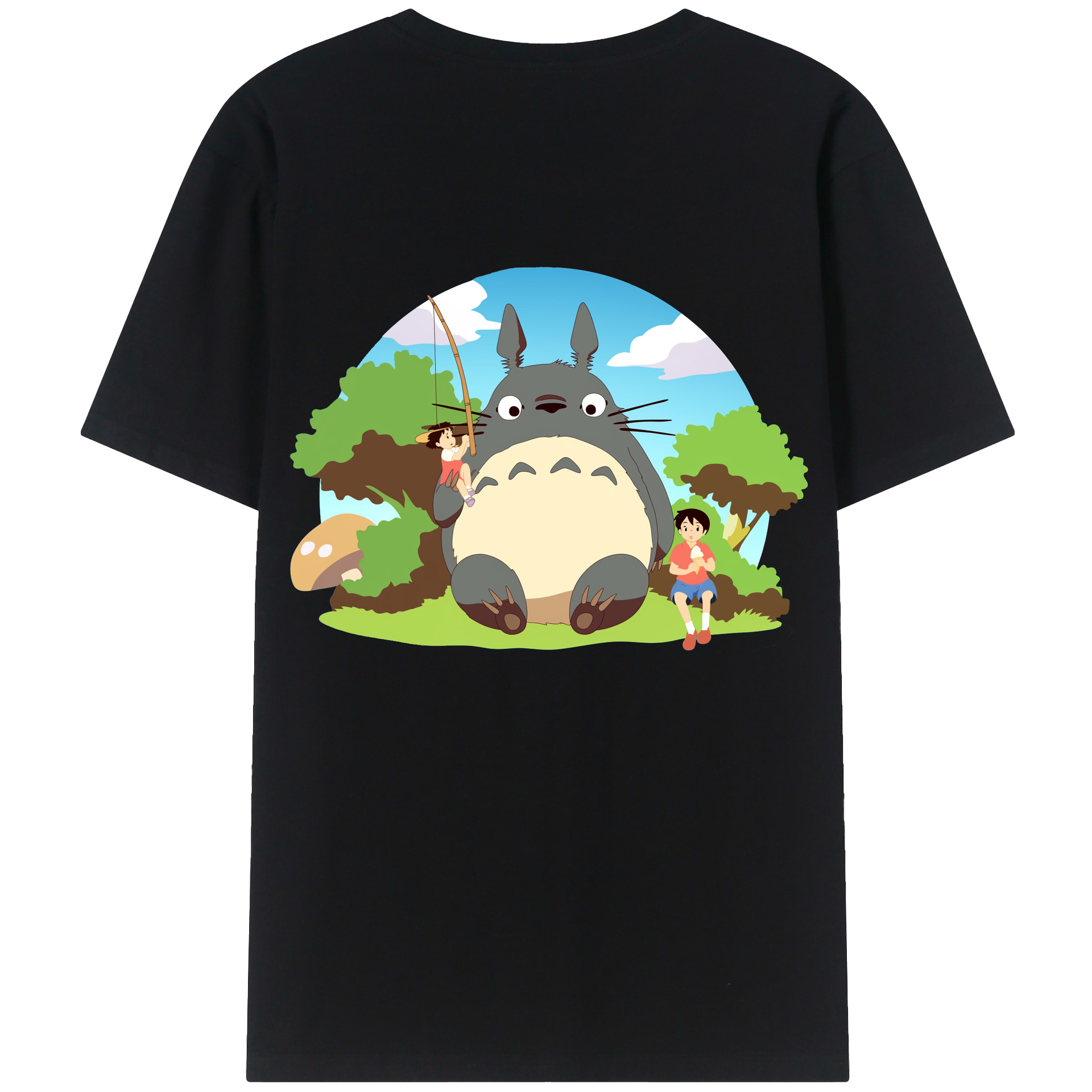 （画像用） となりのトトロ 草壁メイ 草壁サツキ My Neighbor Totoro Satsuki Kusakabe Mei Kusakabe 綿100％ メンズ半袖Tシャツ（バックプリント） 通気性