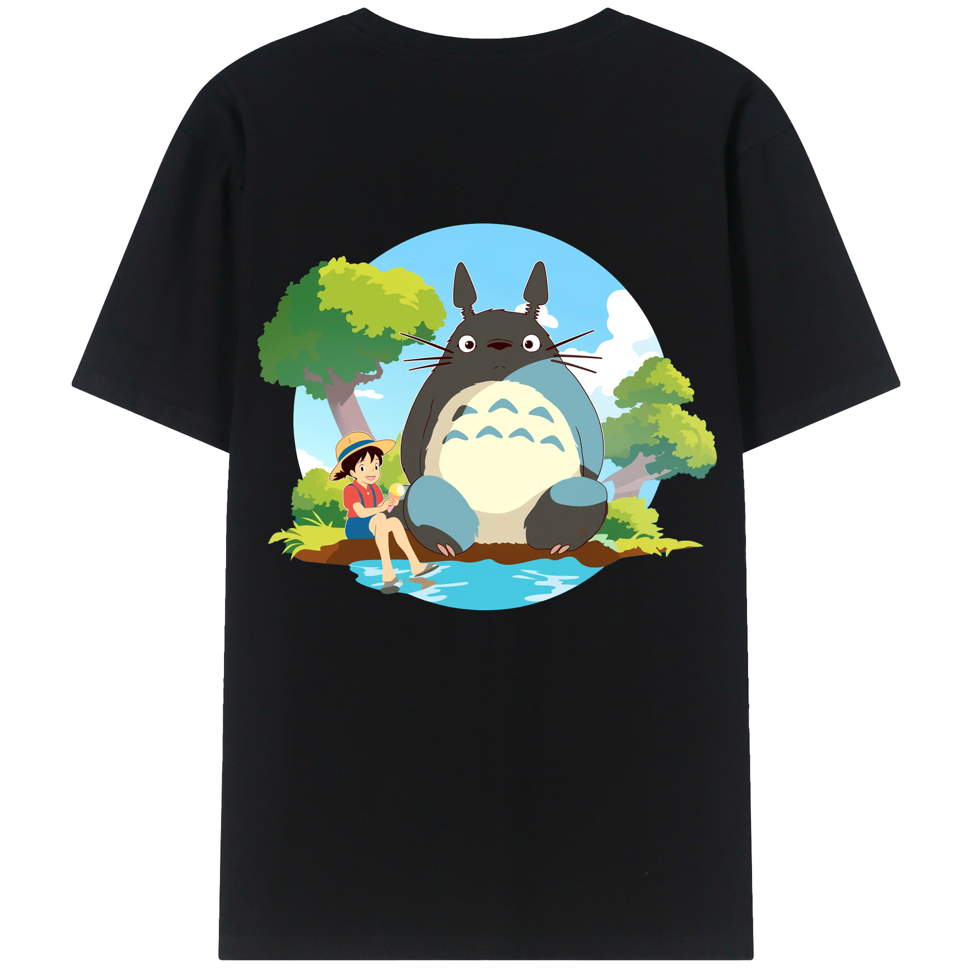 （画像用） となりのトトロ 草壁メイ 草壁サツキ My Neighbor Totoro Satsuki Kusakabe Mei Kusakabe 綿100％ メンズ半袖Tシャツ（バックプリント） 通気性