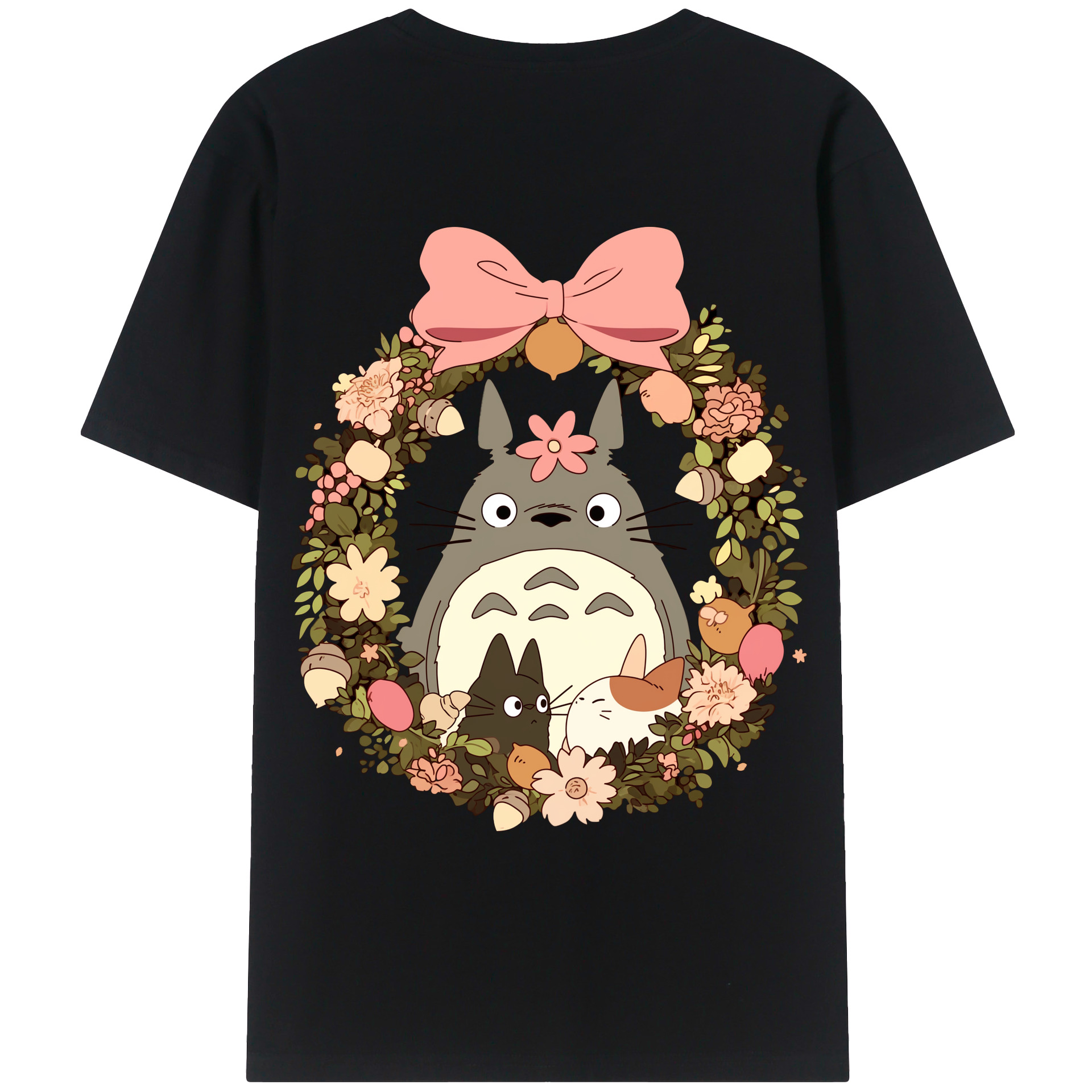 （画像用） となりのトトロ 草壁メイ 草壁サツキ My Neighbor Totoro Satsuki Kusakabe Mei Kusakabe 綿100％ メンズ半袖Tシャツ（バックプリント） 通気性