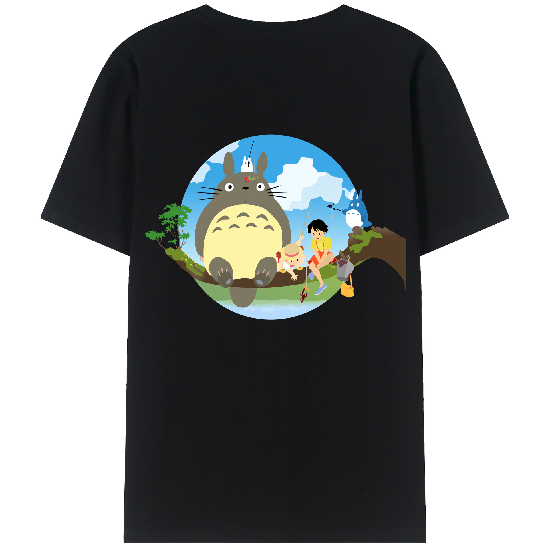 （画像用） となりのトトロ 草壁メイ 草壁サツキ My Neighbor Totoro Satsuki Kusakabe Mei Kusakabe 綿100％ メンズ半袖Tシャツ（バックプリント） 通気性