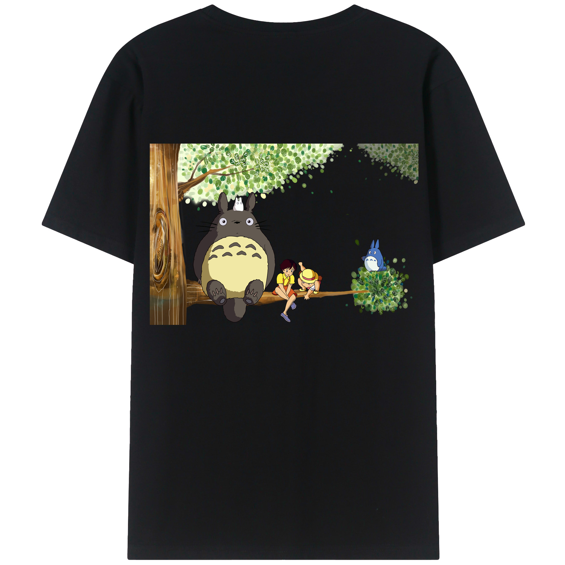 （画像用） となりのトトロ 草壁メイ 草壁サツキ My Neighbor Totoro Satsuki Kusakabe Mei Kusakabe 綿100％ メンズ半袖Tシャツ（バックプリント） 通気性
