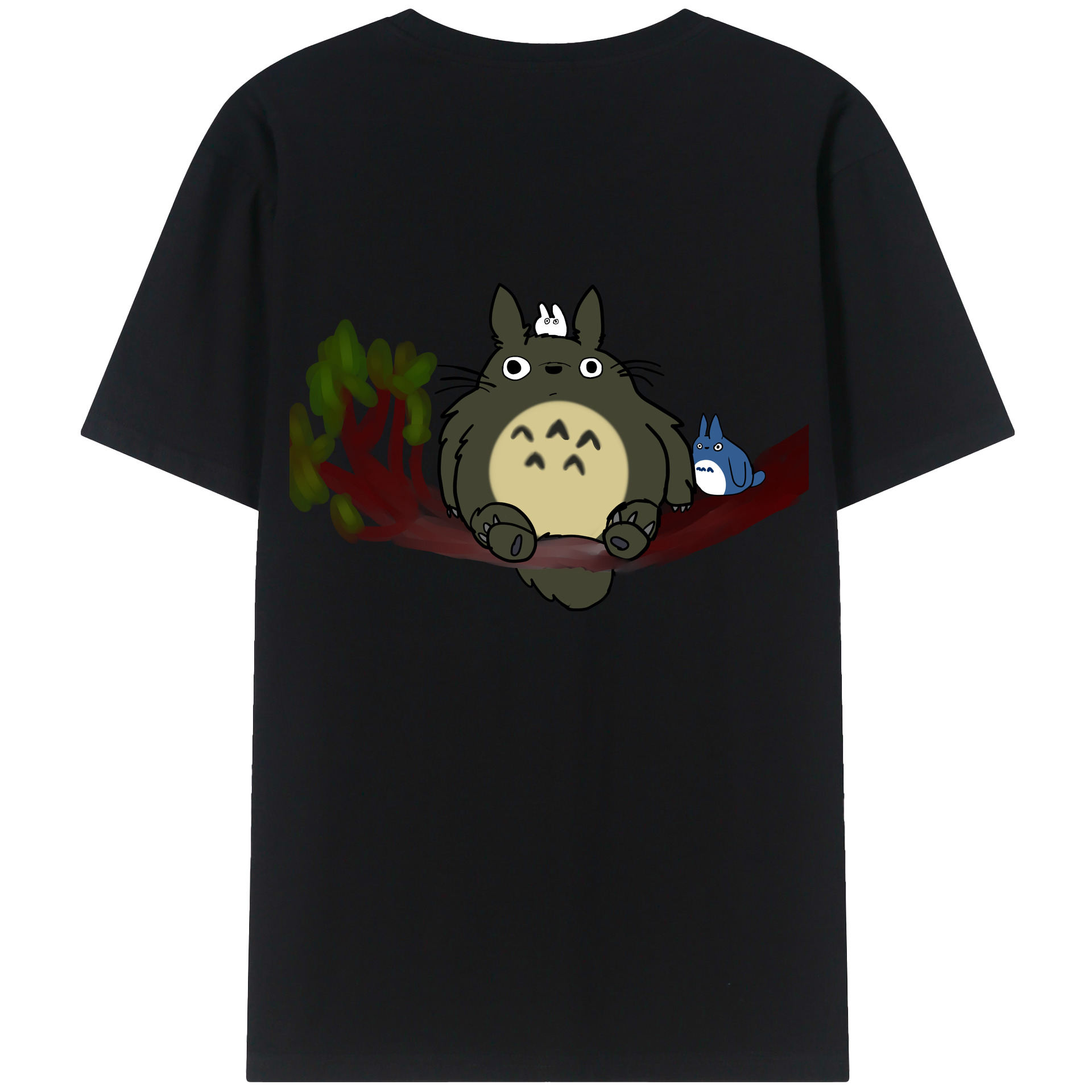 （画像用） となりのトトロ 草壁メイ 草壁サツキ My Neighbor Totoro Satsuki Kusakabe Mei Kusakabe 綿100％ メンズ半袖Tシャツ（バックプリント） 通気性