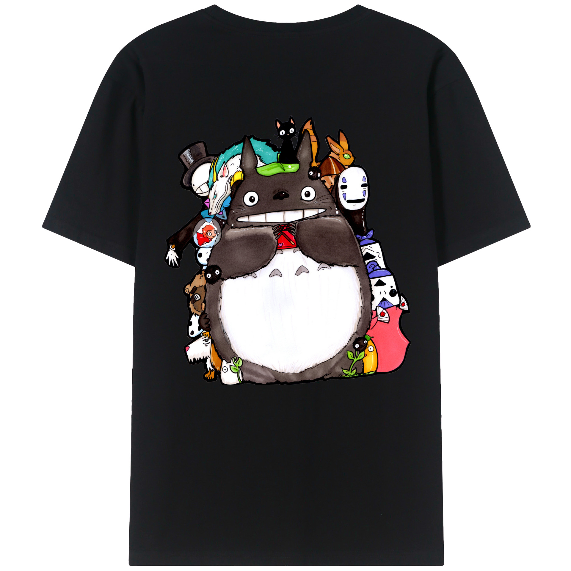 （画像用） となりのトトロ 草壁メイ 草壁サツキ My Neighbor Totoro Satsuki Kusakabe Mei Kusakabe 綿100％ メンズ半袖Tシャツ（バックプリント） 通気性