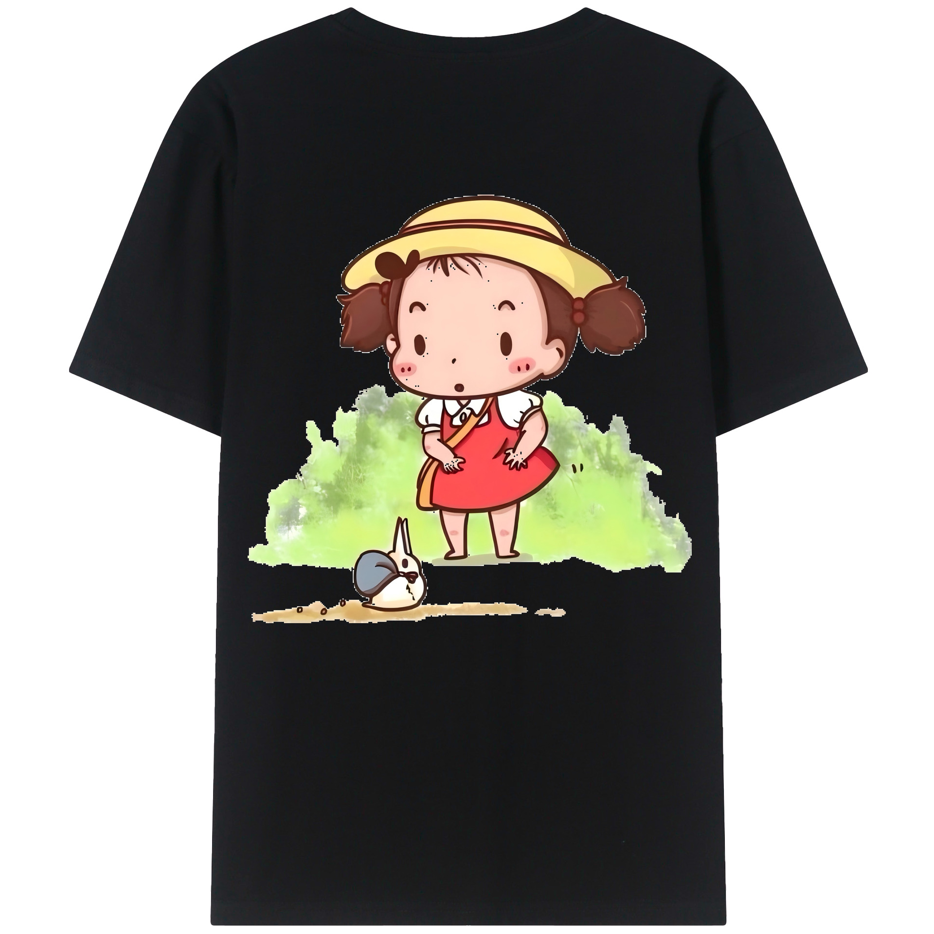 （画像用） となりのトトロ 草壁メイ 草壁サツキ My Neighbor Totoro Satsuki Kusakabe Mei Kusakabe 綿100％ メンズ半袖Tシャツ（バックプリント） 通気性