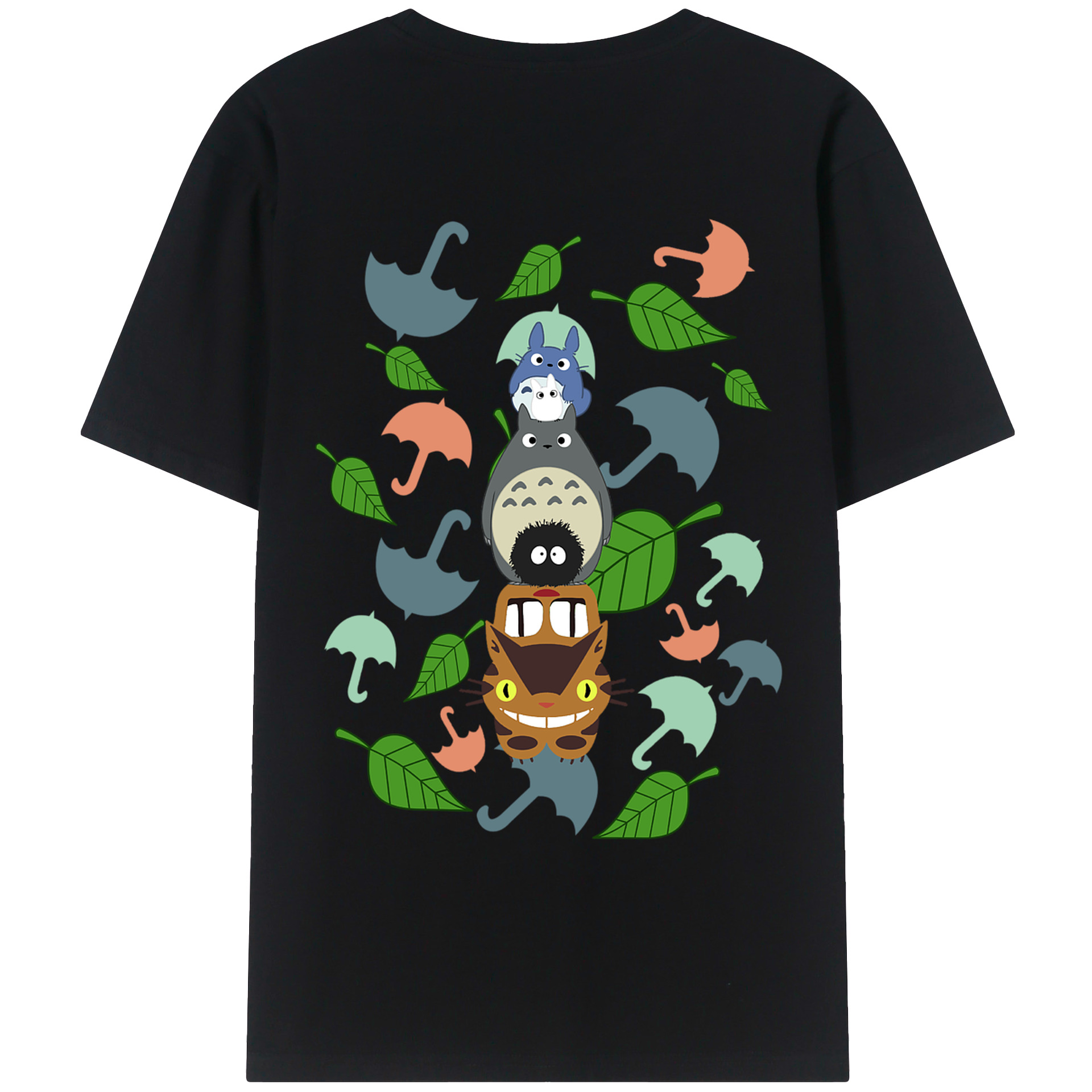 （画像用） となりのトトロ 草壁メイ 草壁サツキ My Neighbor Totoro Satsuki Kusakabe Mei Kusakabe 綿100％ メンズ半袖Tシャツ（バックプリント） 通気性
