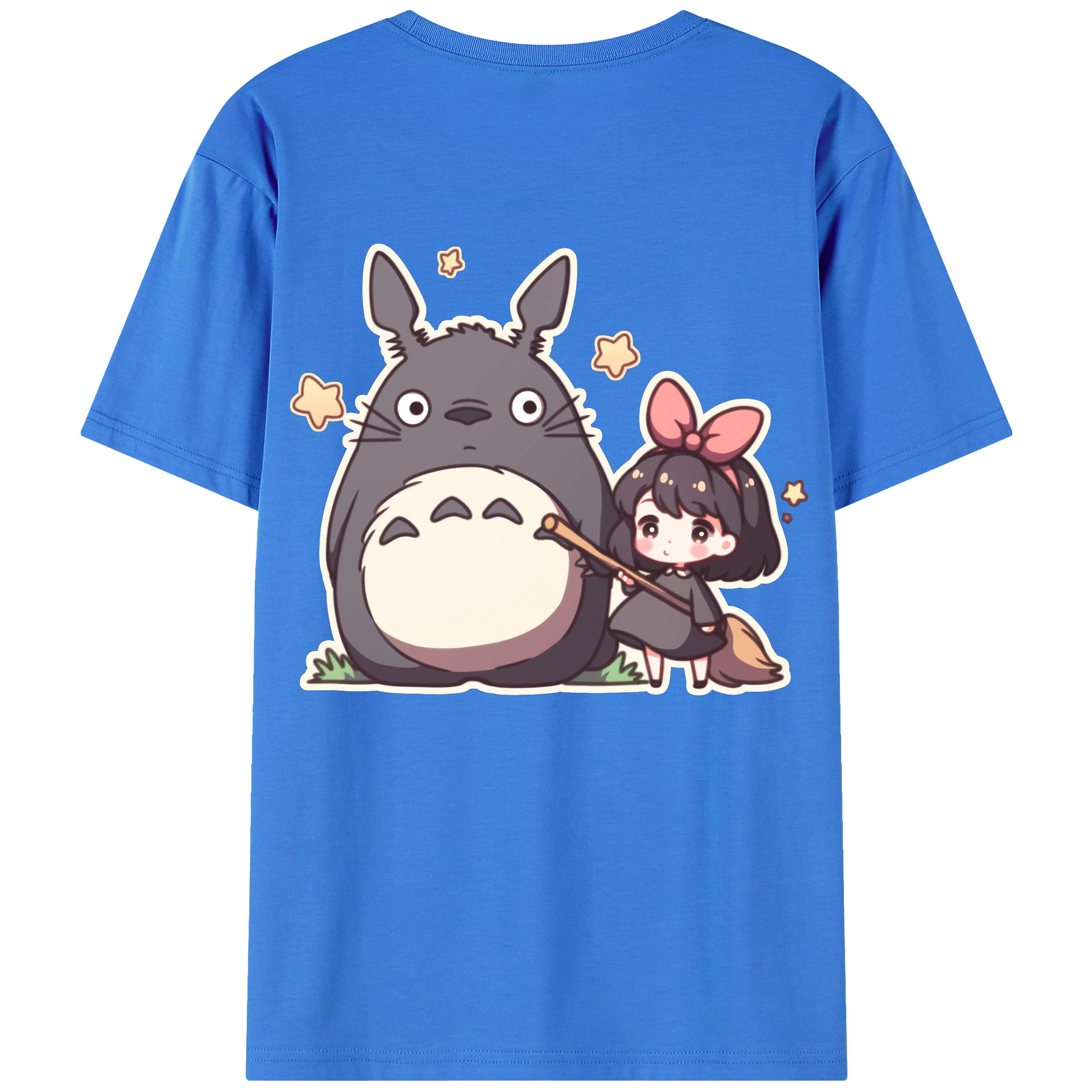 （画像用） となりのトトロ 草壁メイ 草壁サツキ My Neighbor Totoro Satsuki Kusakabe Mei Kusakabe 綿100％ メンズ半袖Tシャツ（バックプリント） 通気性