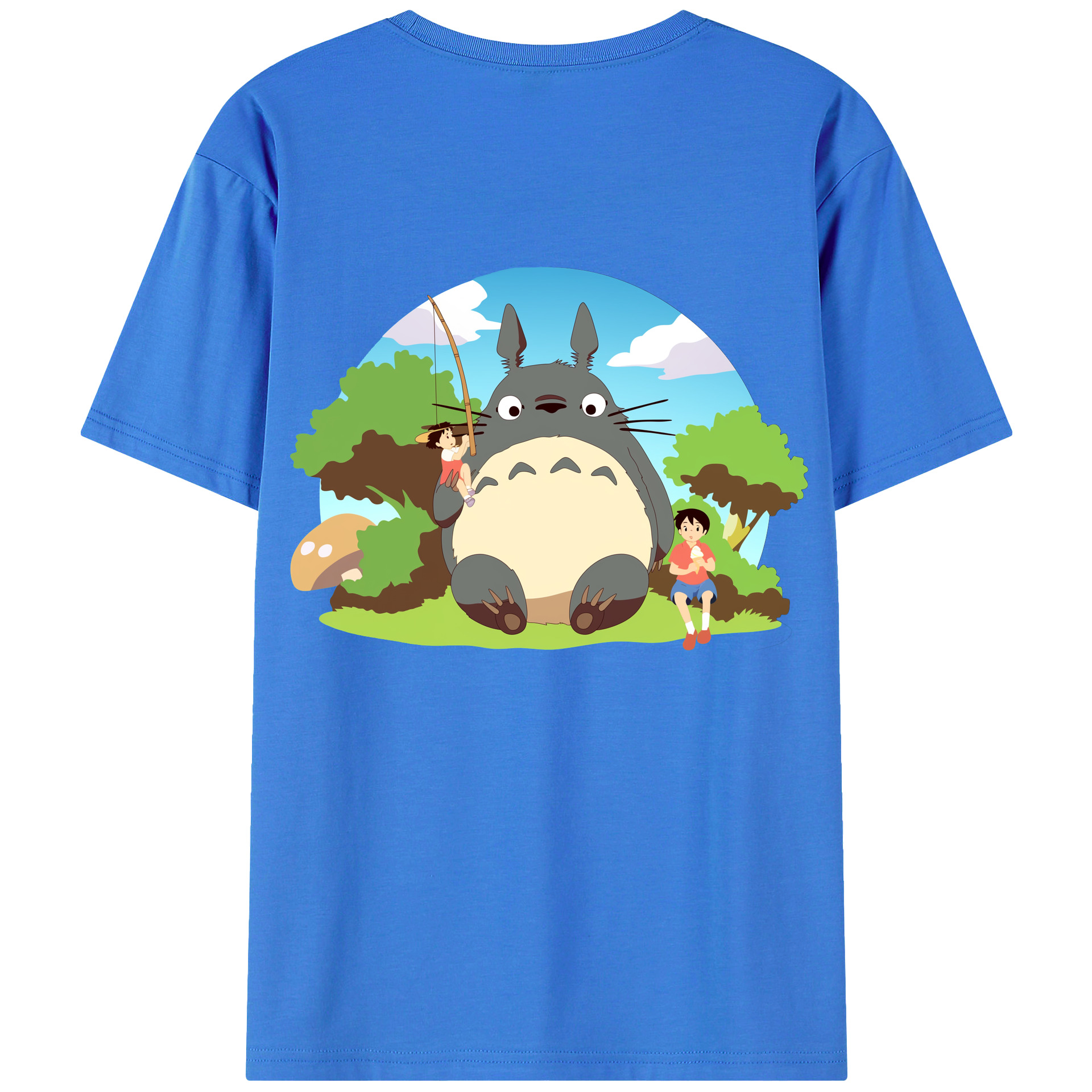 （画像用） となりのトトロ 草壁メイ 草壁サツキ My Neighbor Totoro Satsuki Kusakabe Mei Kusakabe 綿100％ メンズ半袖Tシャツ（バックプリント） 通気性