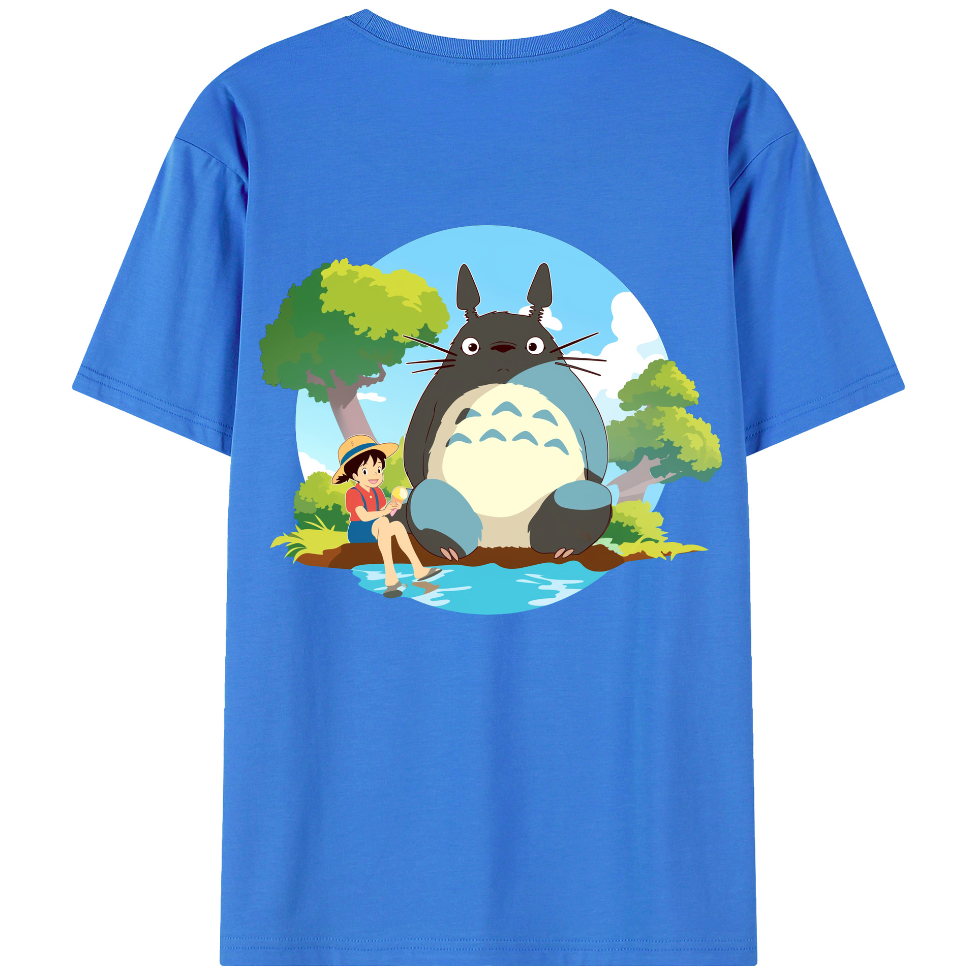 （画像用） となりのトトロ 草壁メイ 草壁サツキ My Neighbor Totoro Satsuki Kusakabe Mei Kusakabe 綿100％ メンズ半袖Tシャツ（バックプリント） 通気性