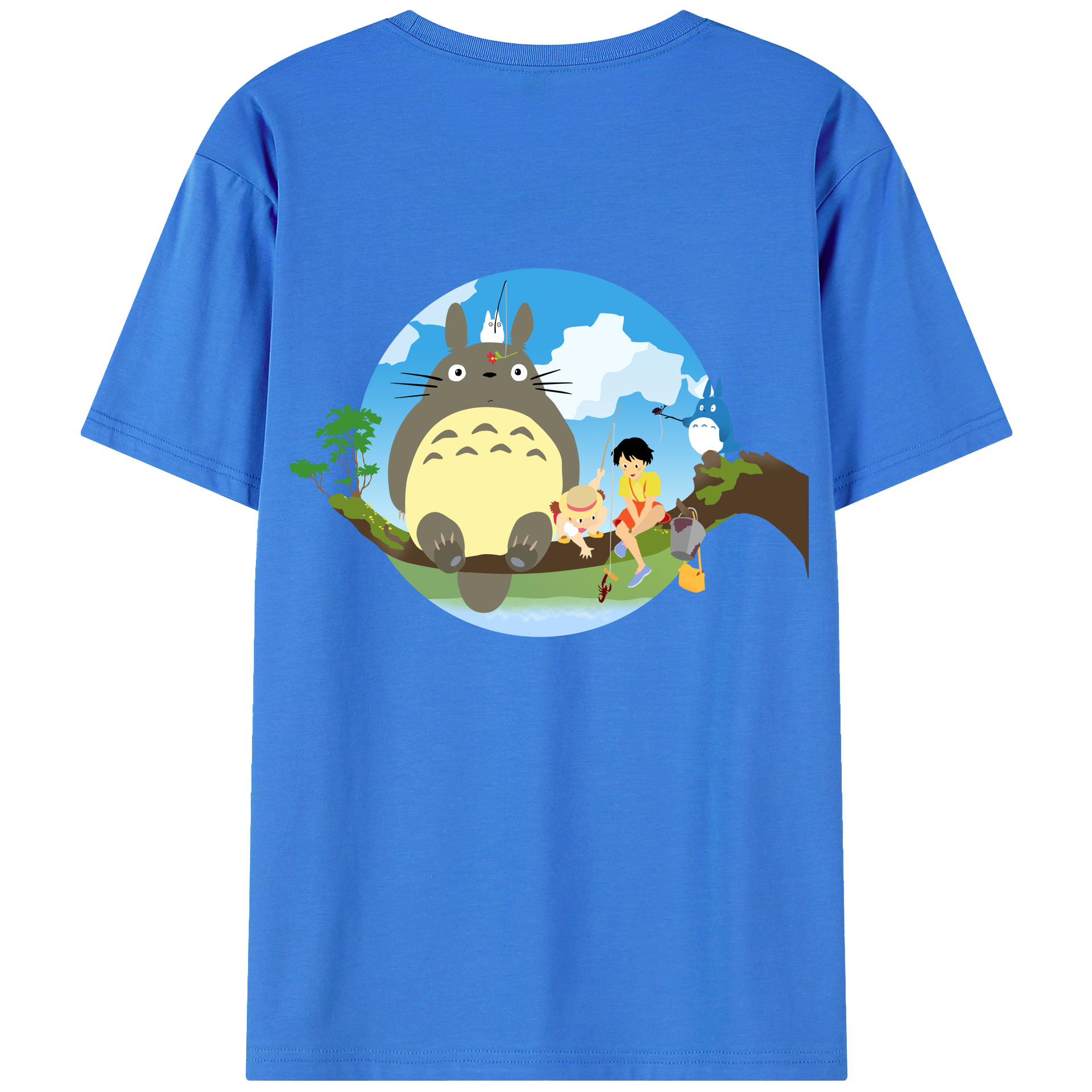 （画像用） となりのトトロ 草壁メイ 草壁サツキ My Neighbor Totoro Satsuki Kusakabe Mei Kusakabe 綿100％ メンズ半袖Tシャツ（バックプリント） 通気性