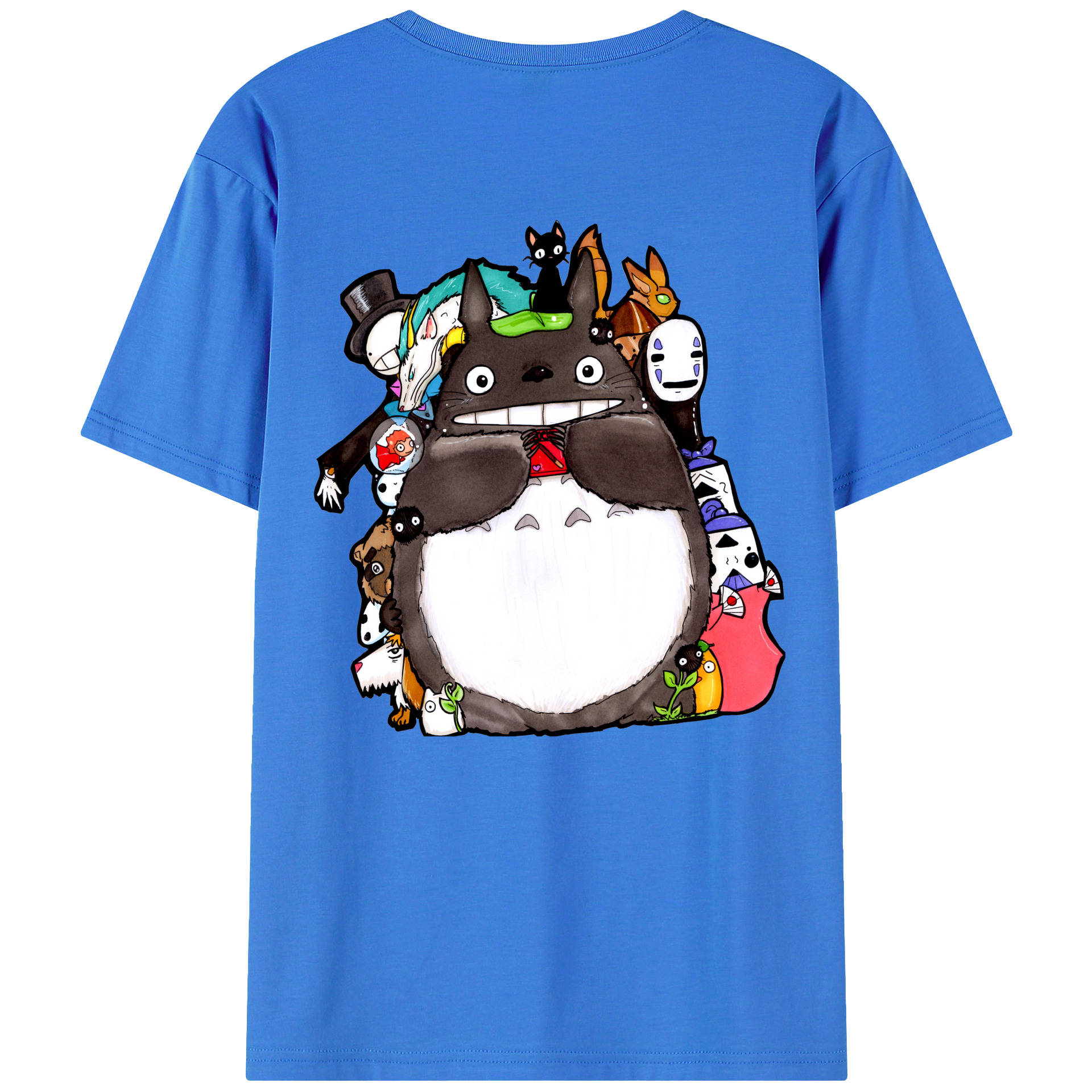 （画像用） となりのトトロ 草壁メイ 草壁サツキ My Neighbor Totoro Satsuki Kusakabe Mei Kusakabe 綿100％ メンズ半袖Tシャツ（バックプリント） 通気性
