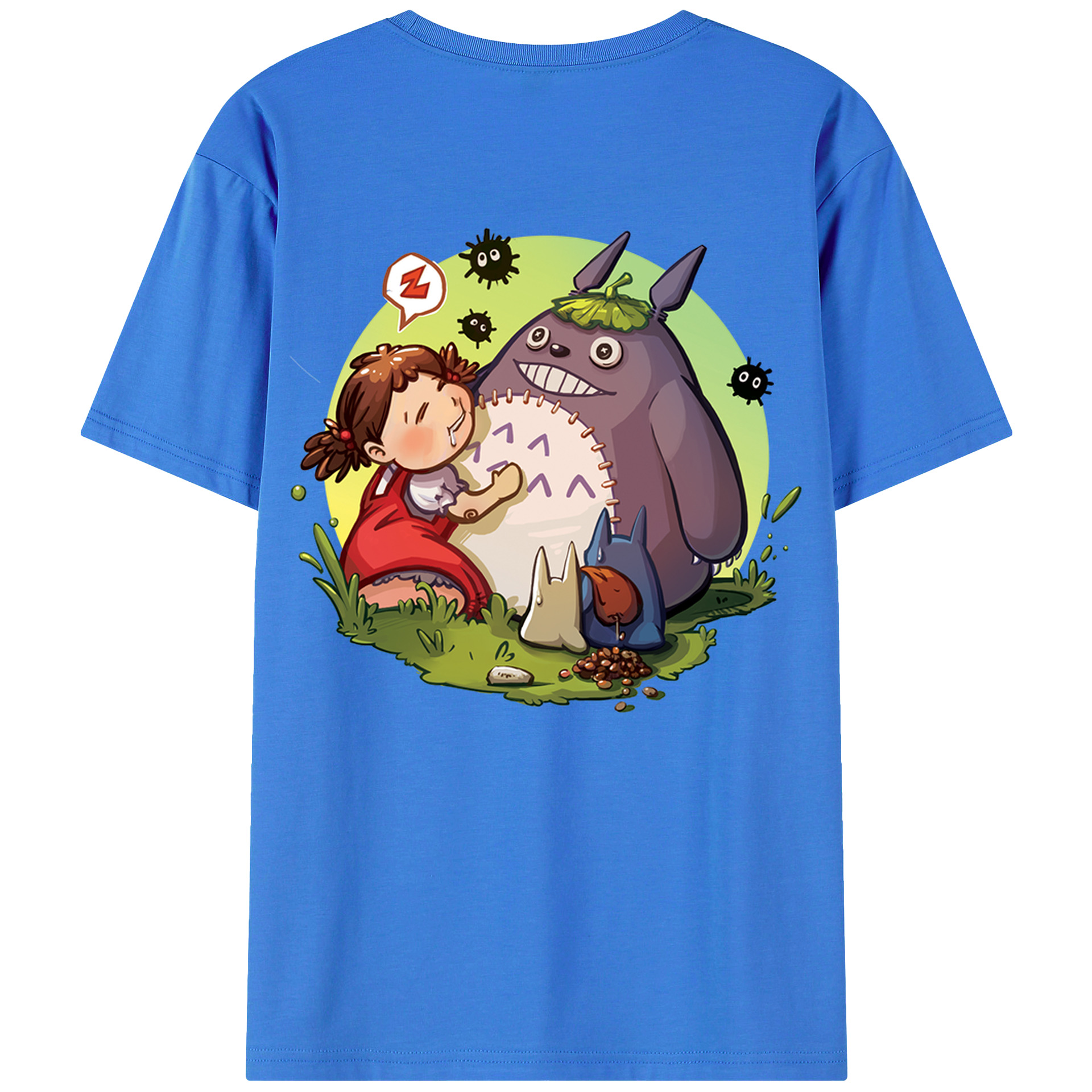 （画像用） となりのトトロ 草壁メイ 草壁サツキ My Neighbor Totoro Satsuki Kusakabe Mei Kusakabe 綿100％ メンズ半袖Tシャツ（バックプリント） 通気性