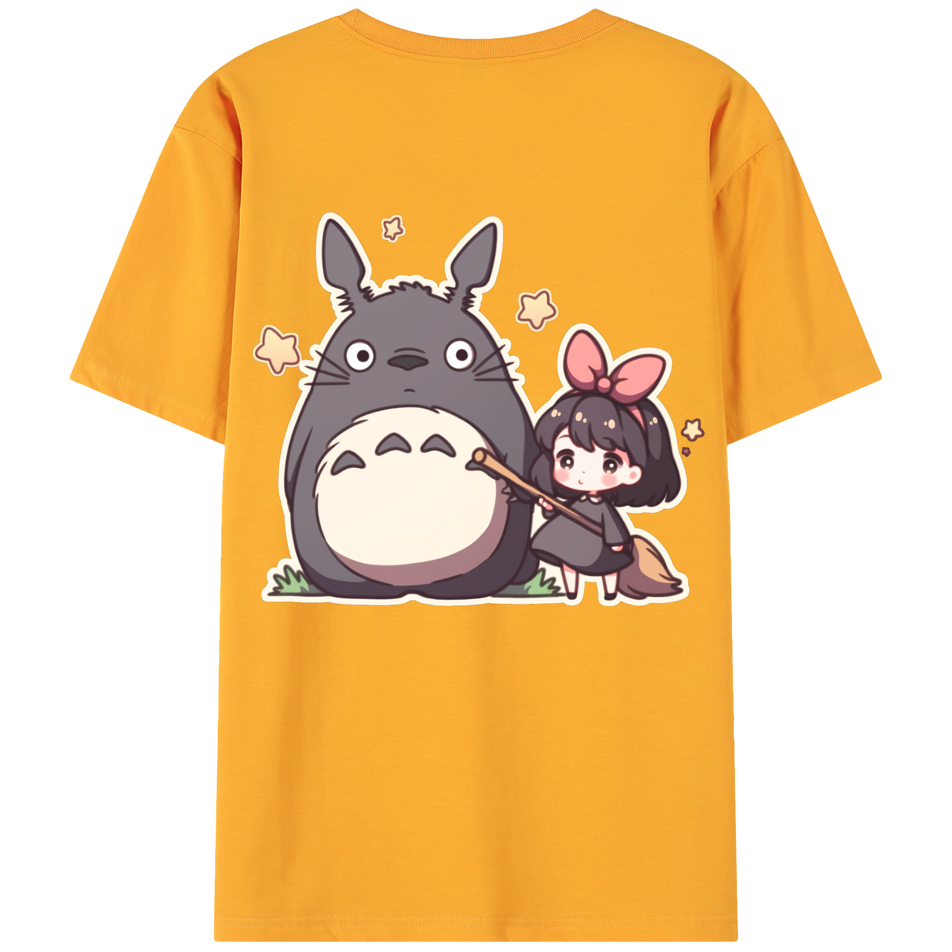 （画像用） となりのトトロ 草壁メイ 草壁サツキ My Neighbor Totoro Satsuki Kusakabe Mei Kusakabe 綿100％ メンズ半袖Tシャツ（バックプリント） 通気性